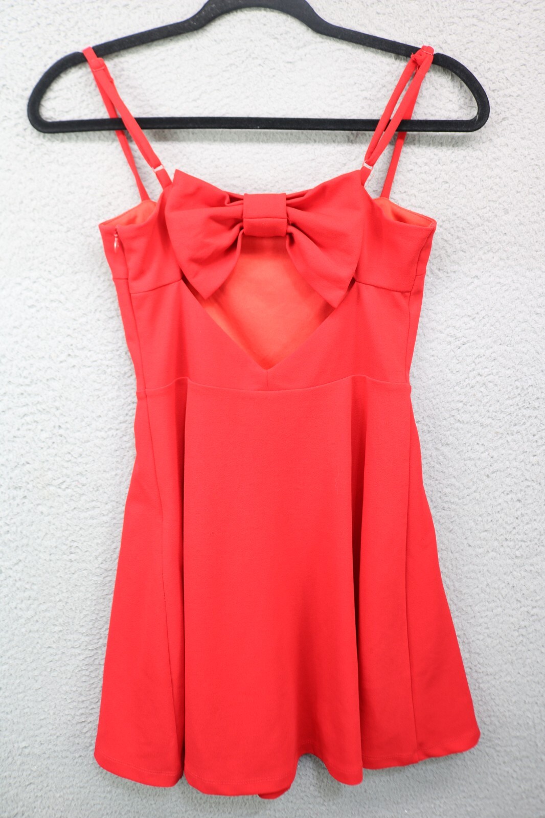 LuLus Red Cut-Out Dress-Size XS-New without Tags-Bow-Straps-Empire Waist-Lined