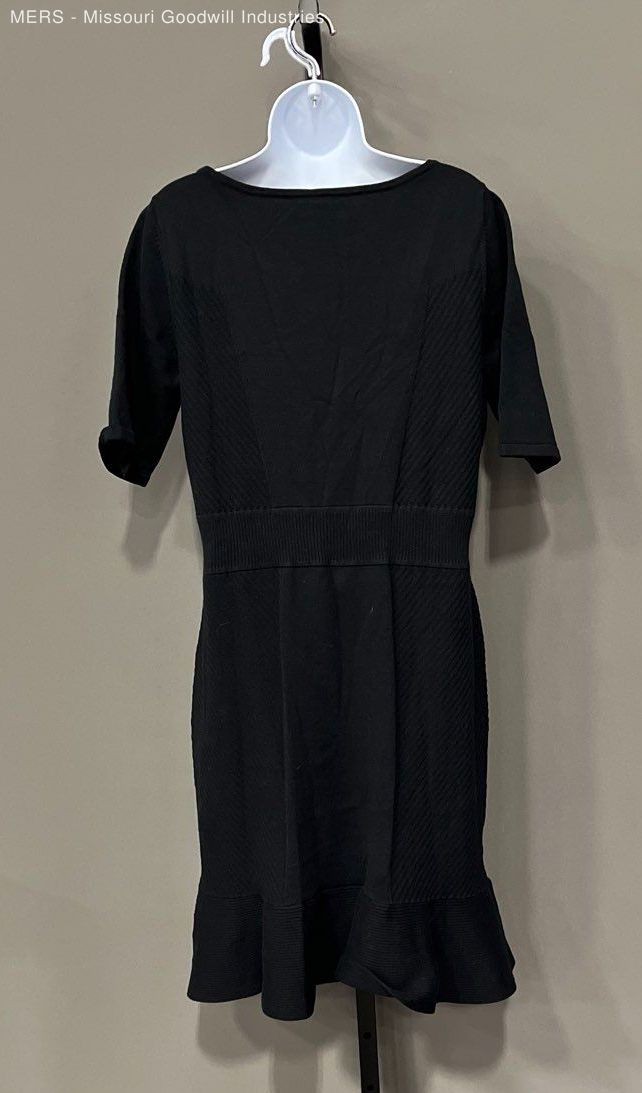 Ann Taylor Womens Black Solid Knit Short Sleeve Dress Large