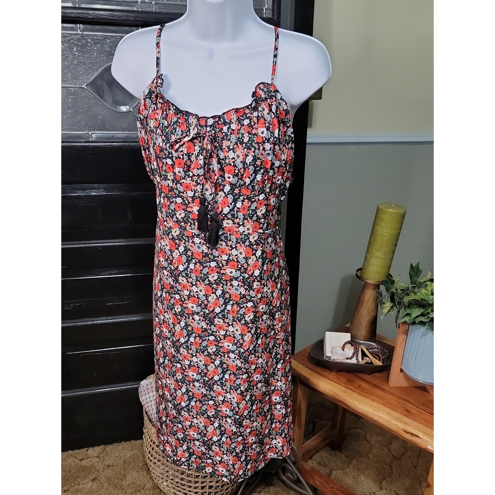 Davi & Dani Women’s 2XL Floral Maxi Dress NWT Adjustable Straps Tassel Pockets