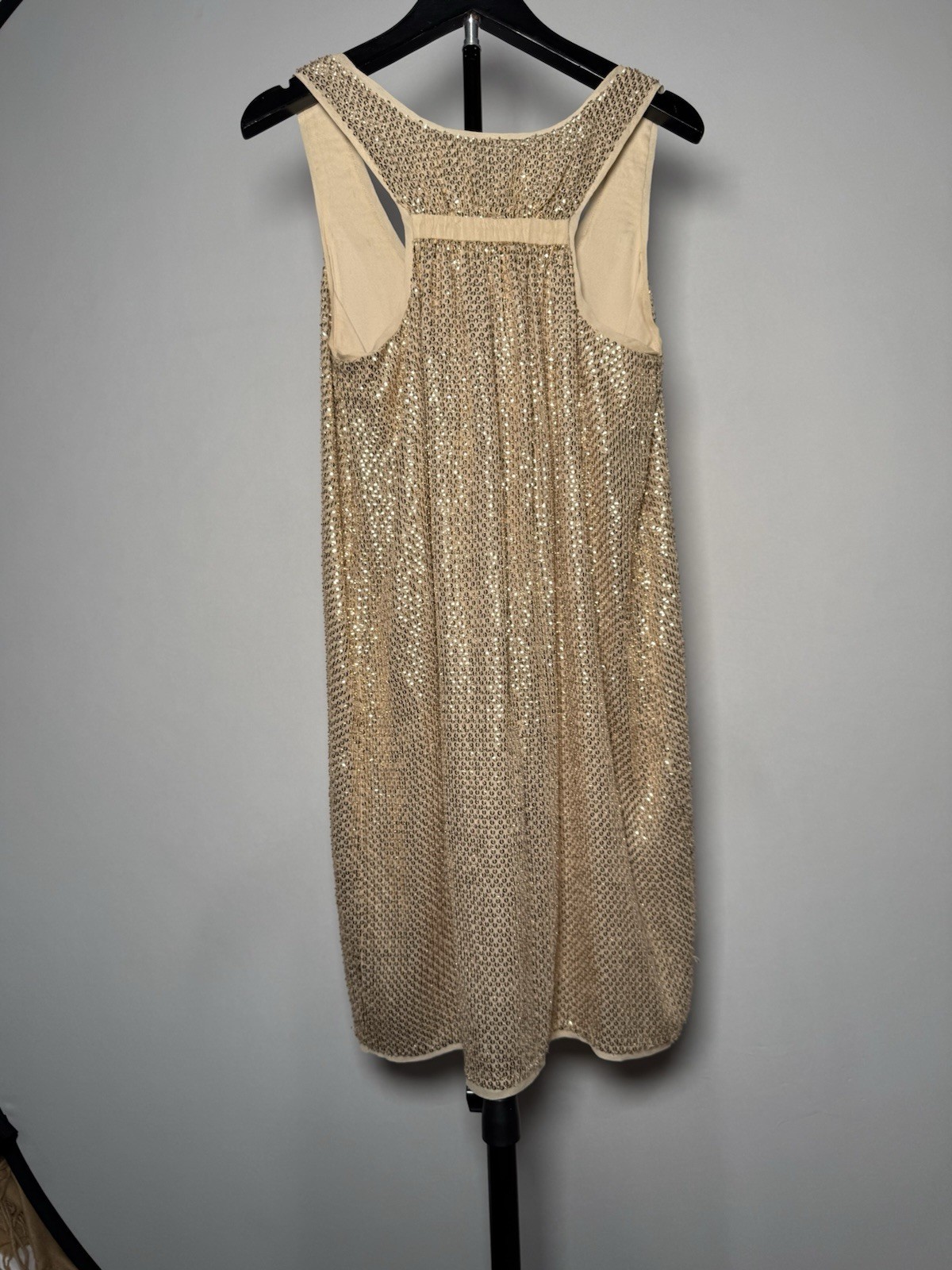 Diane Von Furstenberg Pellina Silk Sequin Champagne Mini Shift Dress 4 Orig $498