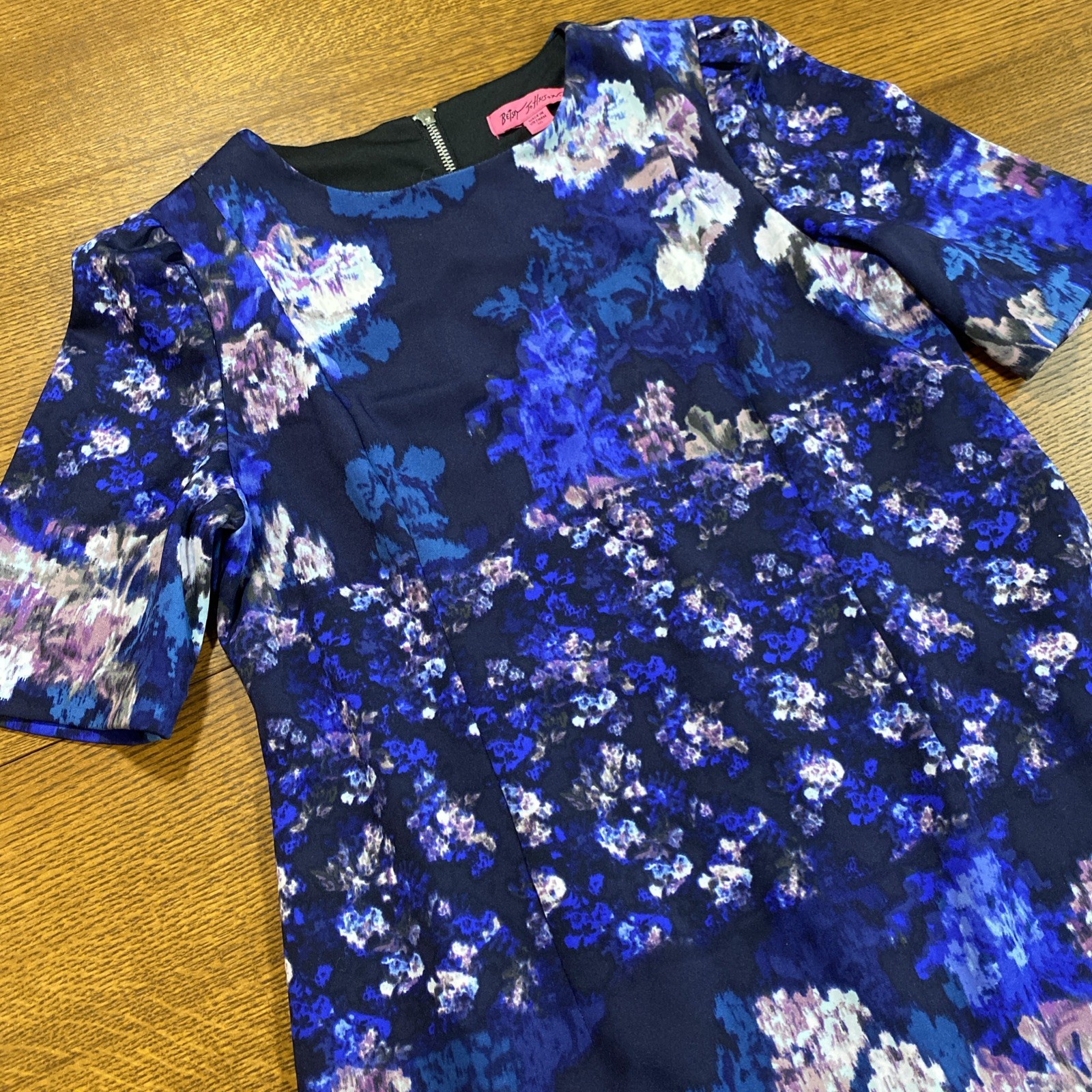 BETSEY JOHNSON Blue Floral Shift Dress Wedding Baby Shower Women’s Sz 10