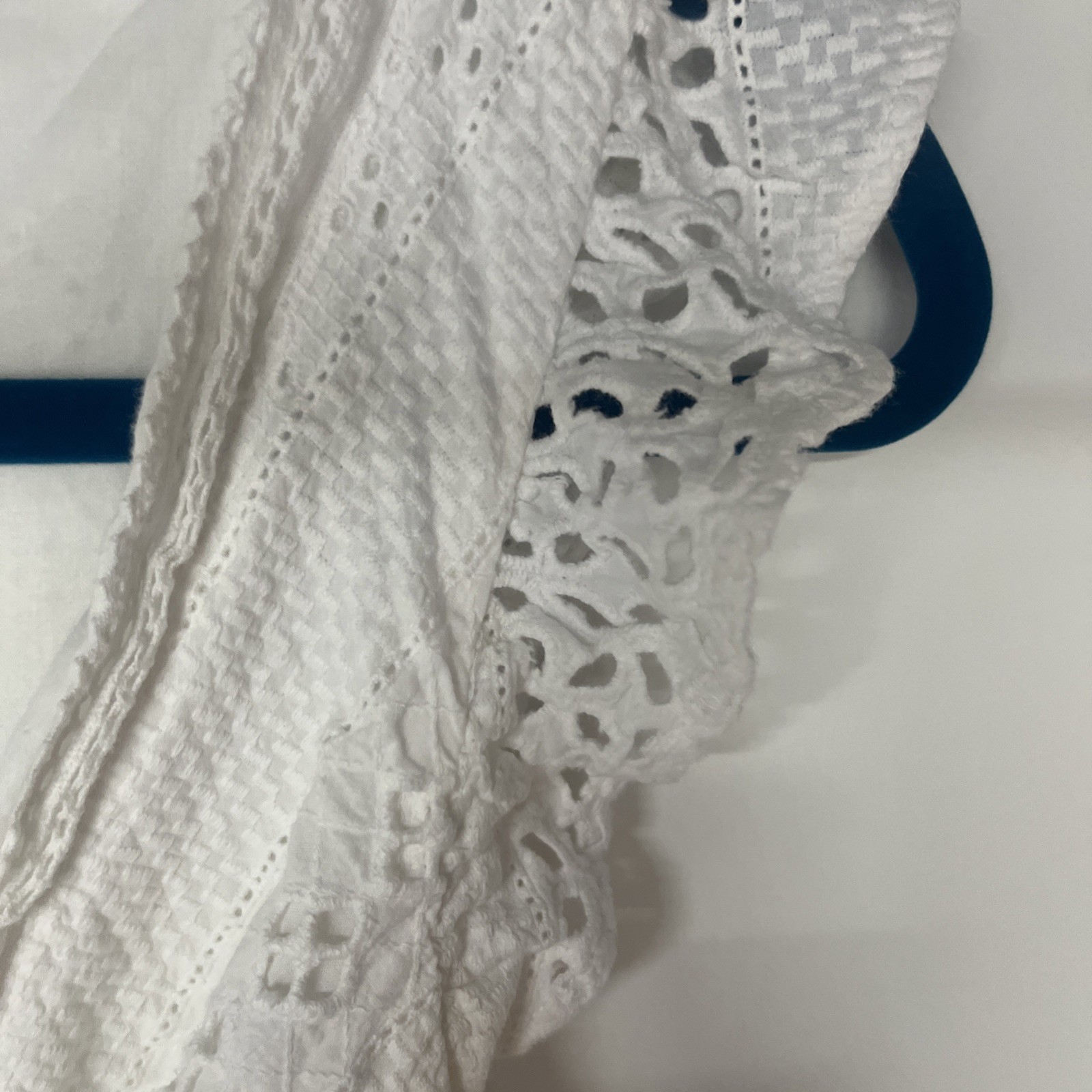 JCrew White Eyelet Wrap Dress Size 2 Cotton Flutter Sleeve Cottagecore White