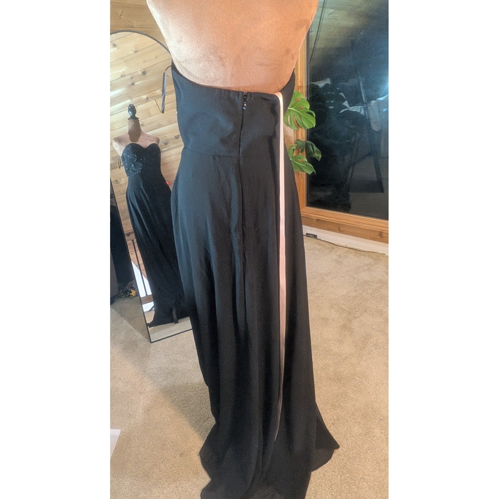 Lulus Remember This Moment Black Rhinestone Strapless Maxi Dress Sweetheart M