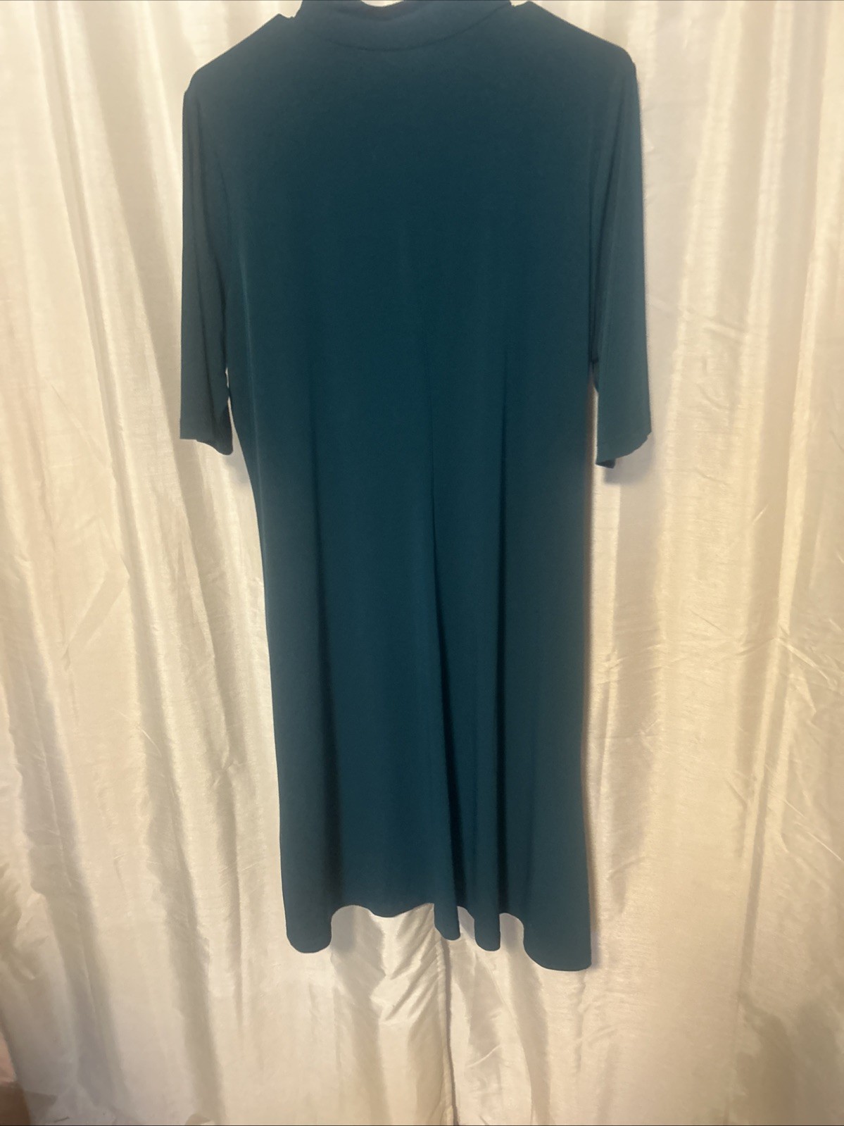 Susan Graver Dress Liquid Knit Short Sleeve Green Spring Designer Large New
