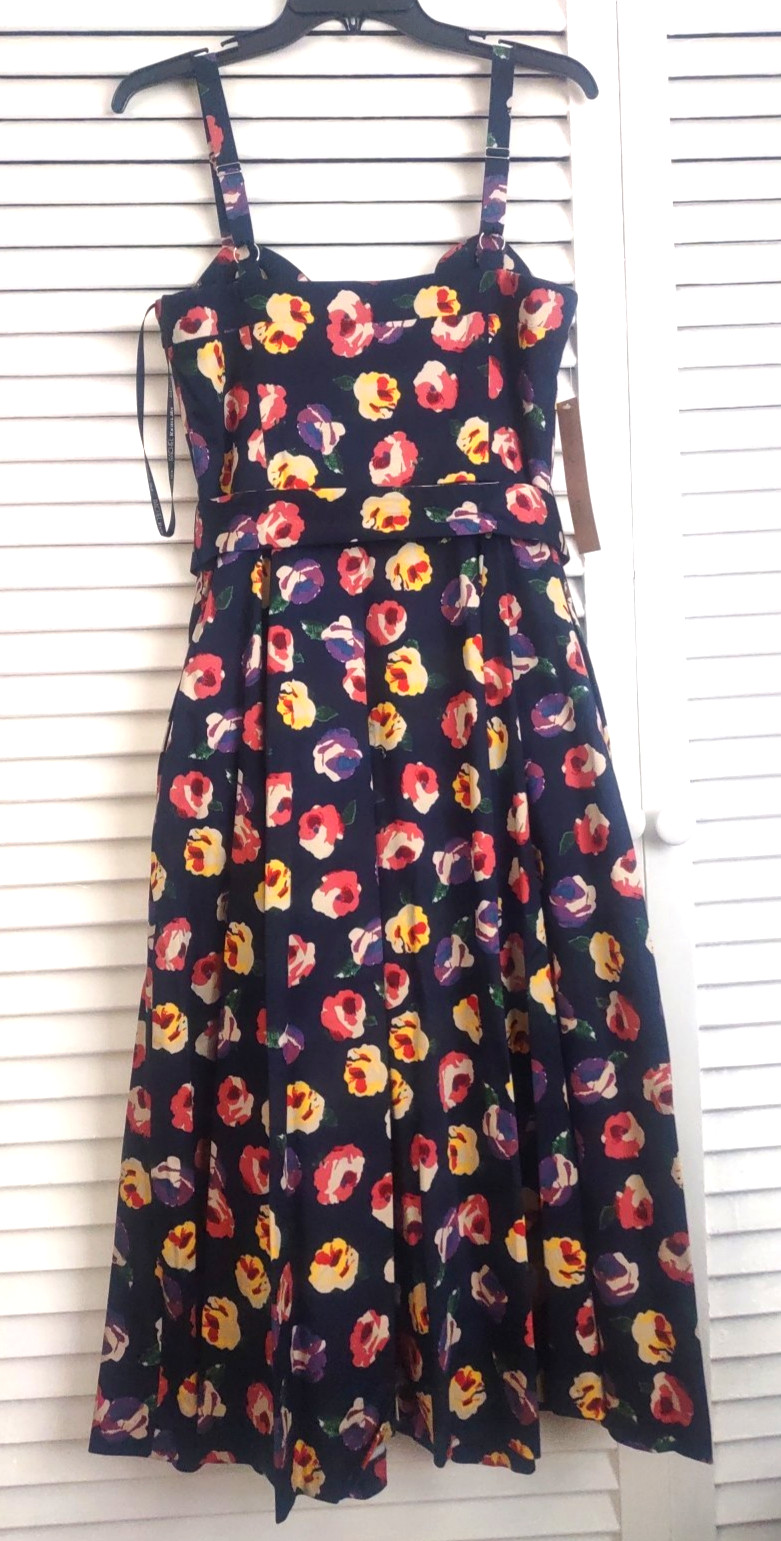 RACHEL Rachel Roy Floral Print Summer Belted Midi Sundress sz.12 New