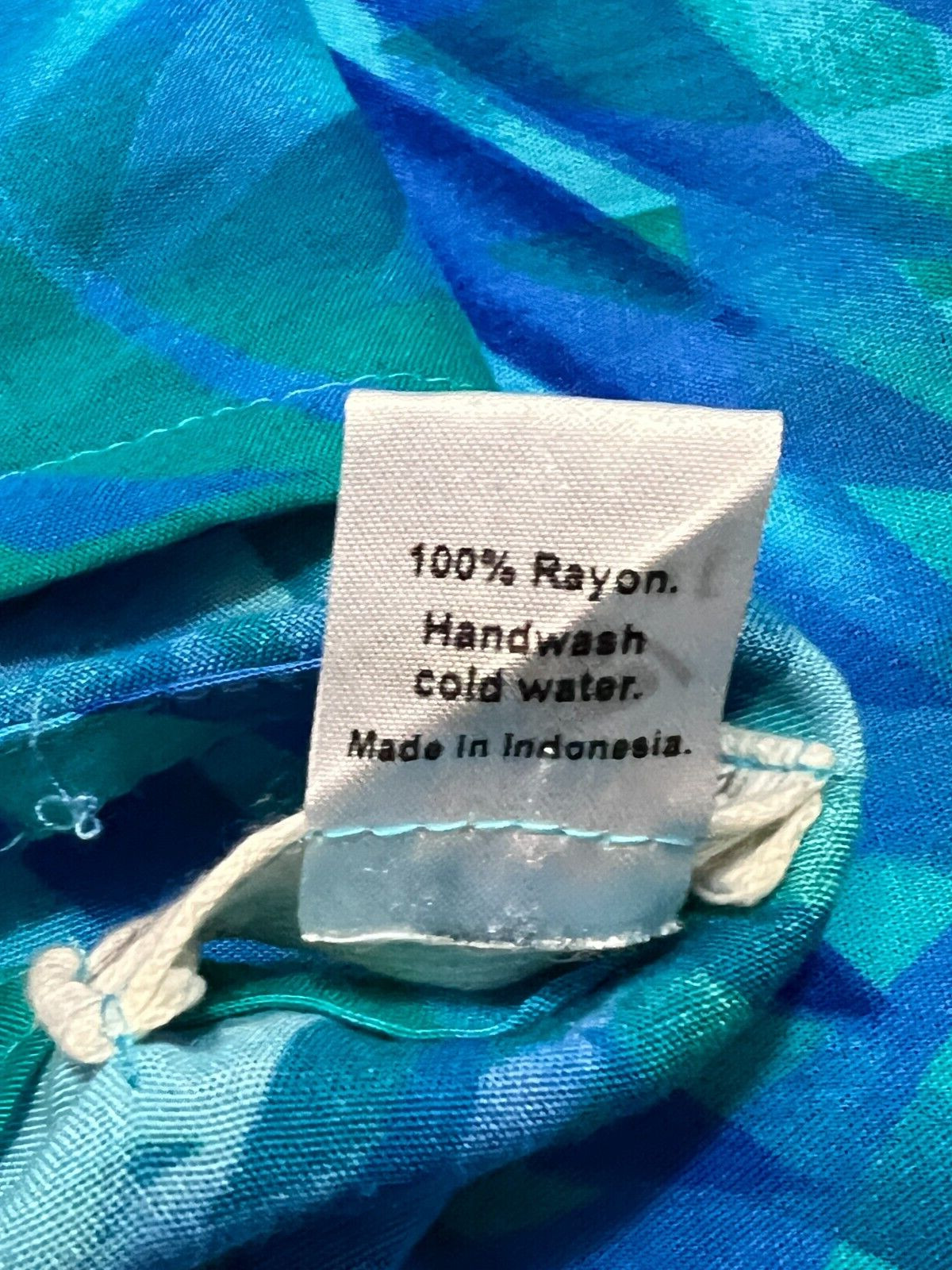 Tangerine Temple Blue Tropical Leaf Rayon Cocoon Dress L Pocket Coconut Button