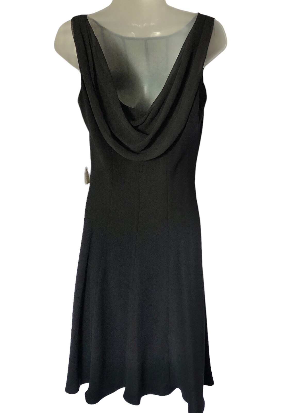 EVAN PICONE Dress 10 Black Sleeveless Rhinestones Draped Back Pullover NWT $99