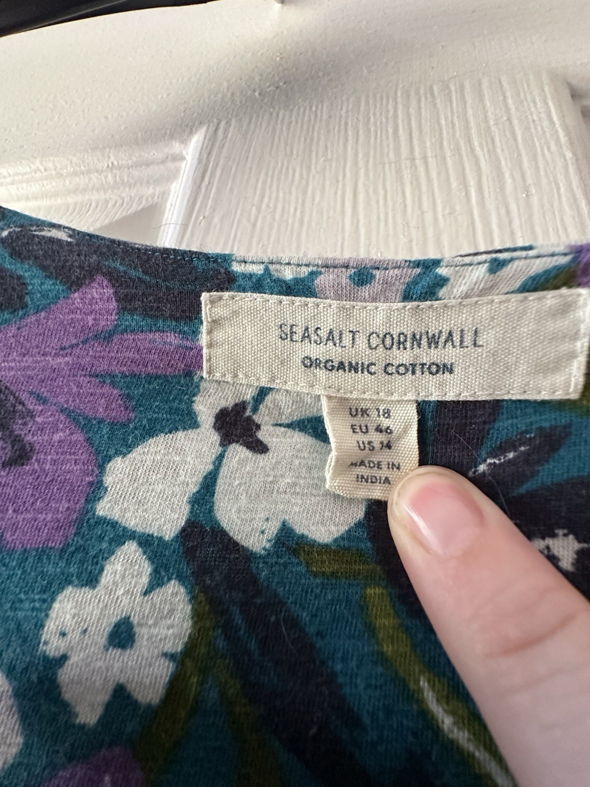 Seasalt Cornwall Size 18 Cotton Dress In Purple Floral Pattern Perfect Condition