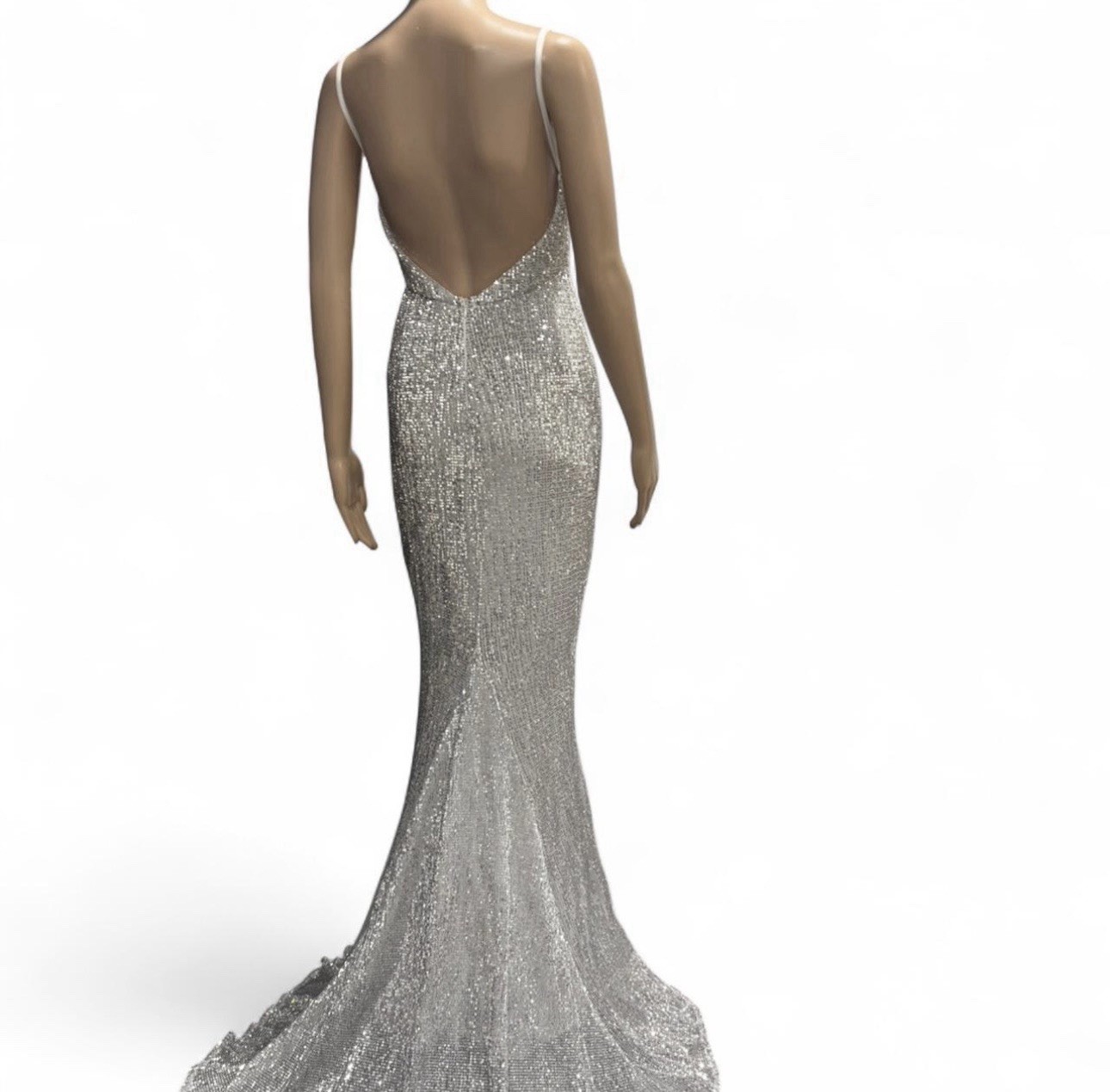 Silver Sequin Glitter Maxi Dress Strapless Formal Evening Prom Gown