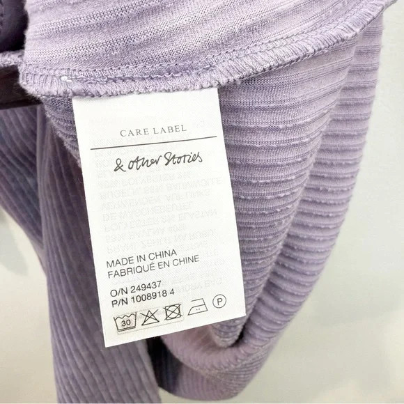 & Other Stories Lavender Corduroy Long Sleeve Wrap Mini Dress Size XS