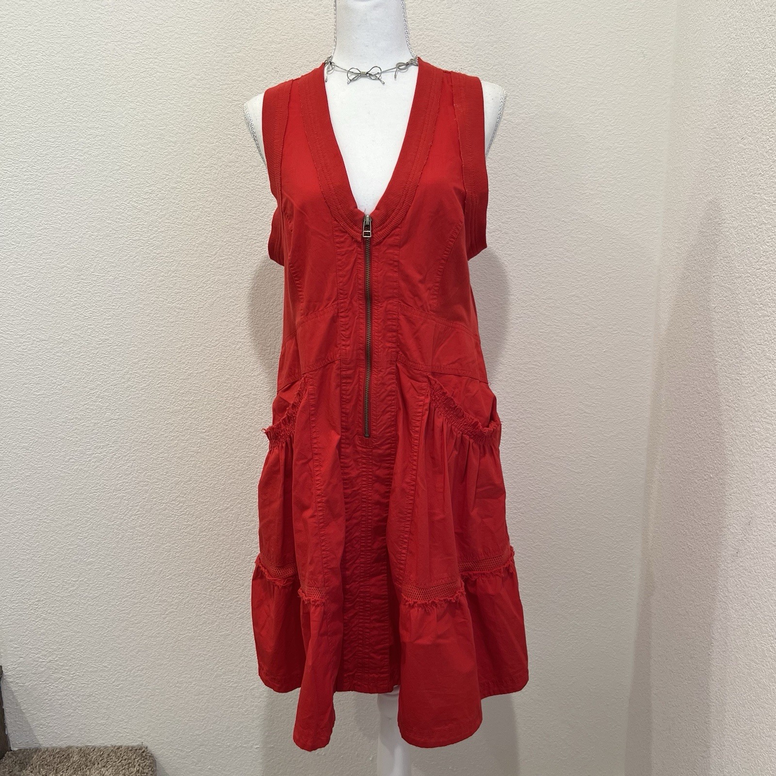Daily Practice Anthropologie Trek Utility Mini Dress Red Size S