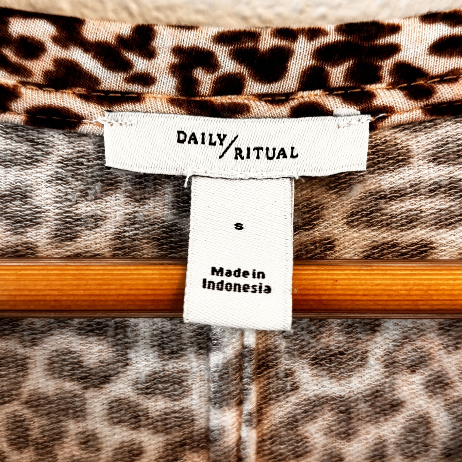 Anthropologie Daily Ritual Leopard Print Dress Womens Size S Brown Boho Casual