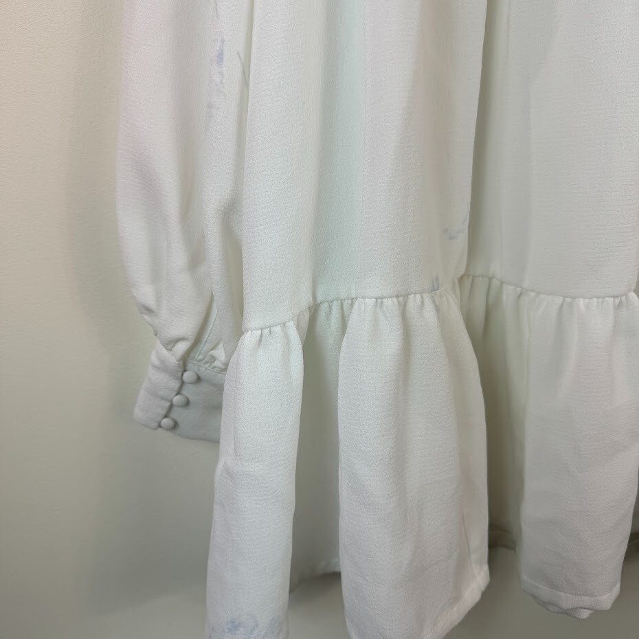 Danielle Bernstein Womens L White Button Down Baby Doll Dress NWD DC56
