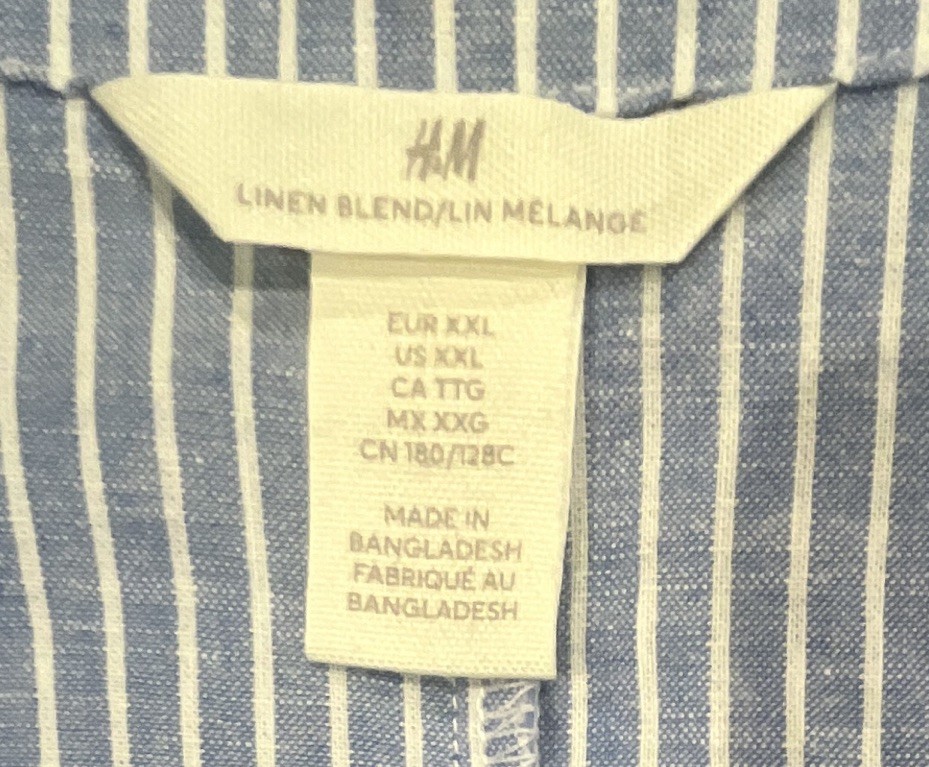 H&M Tunic XXL Blue Tunic Peasant Sleeve Linen Cotton Nautical Beach Resort Dress