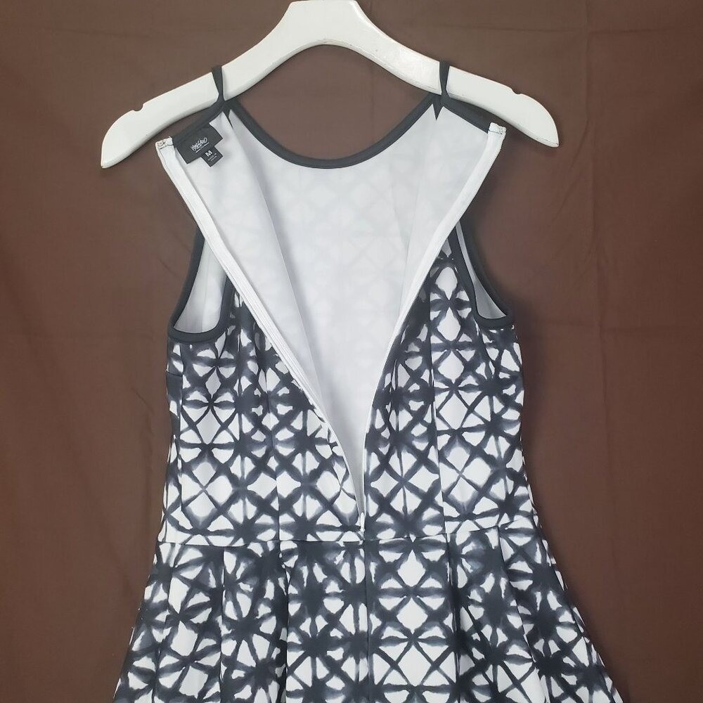 Mossimo Womens Retro Shibori Geometric Fit Flare Dress M Black High Neck Halter