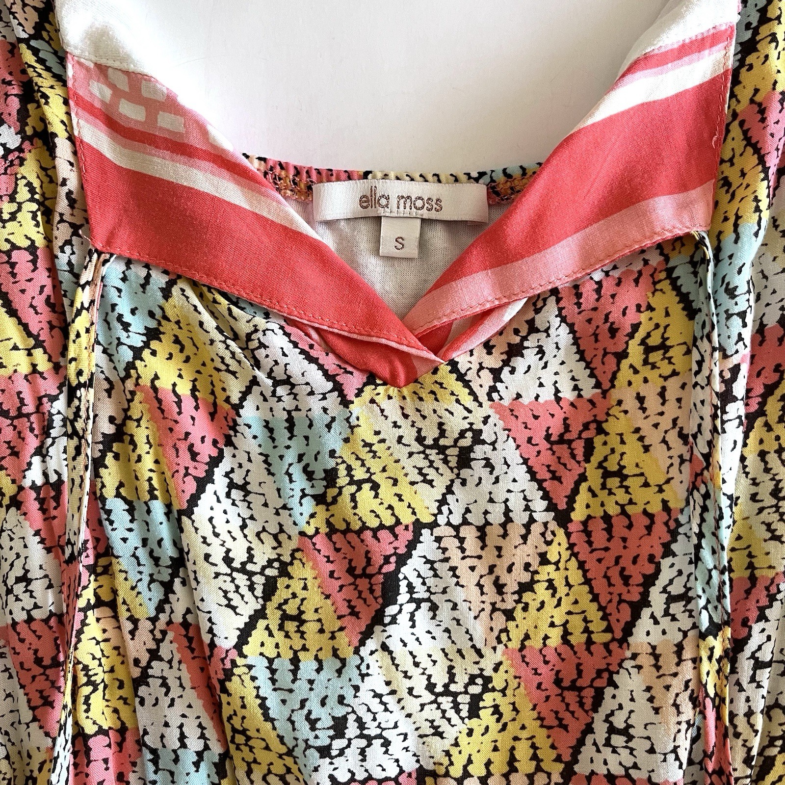 Ella Moss Colorblock Geometric Mosaic Print Cami Maxi Dress Boho Summer Sundress