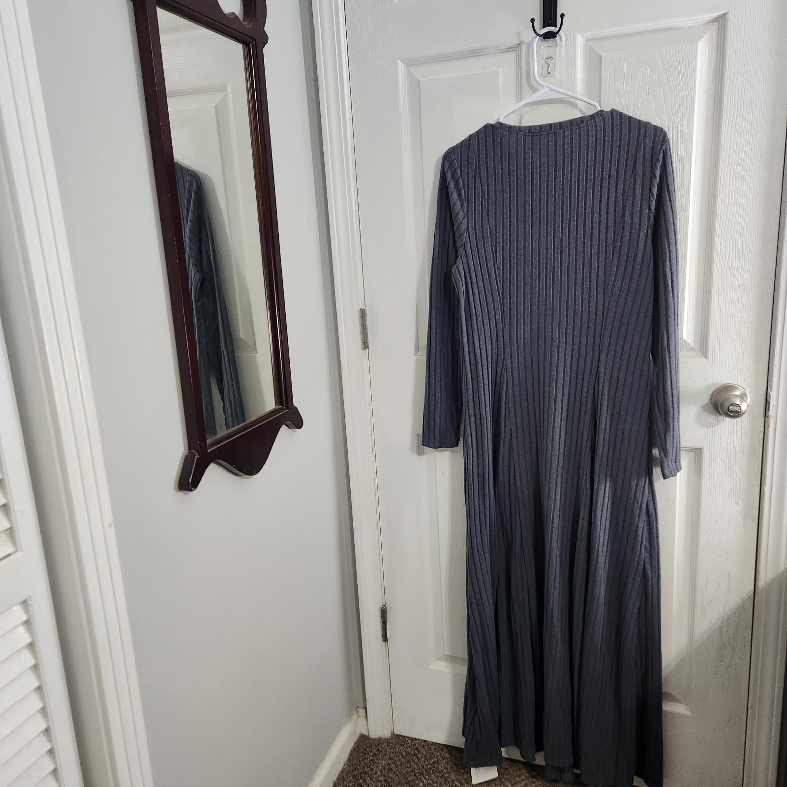 Nwt halara gray long sleeve ribbed henley maxi sweater dress size XL