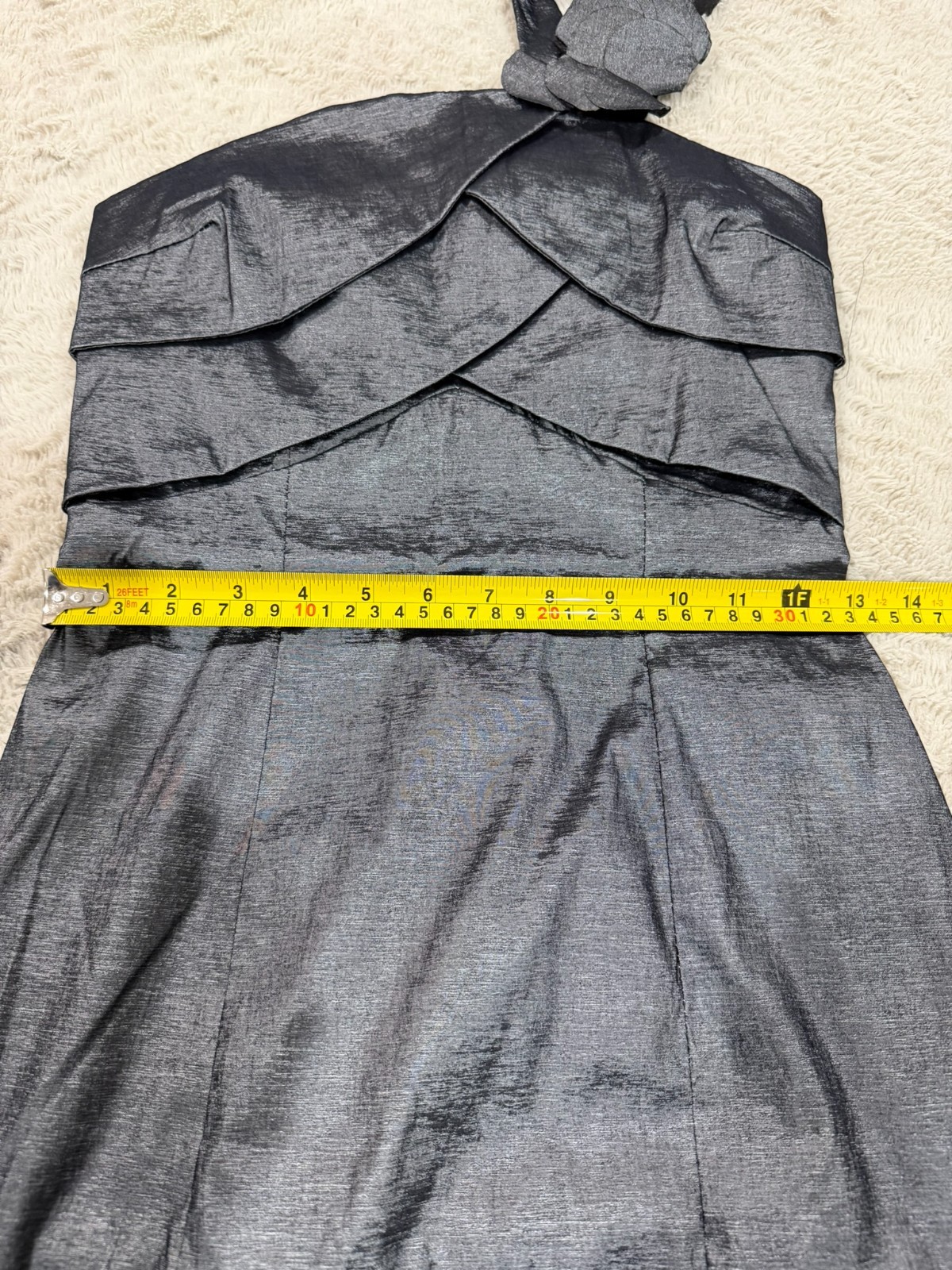 Tempt Silver MiniTaffeta Pencil Elegant Dress XS