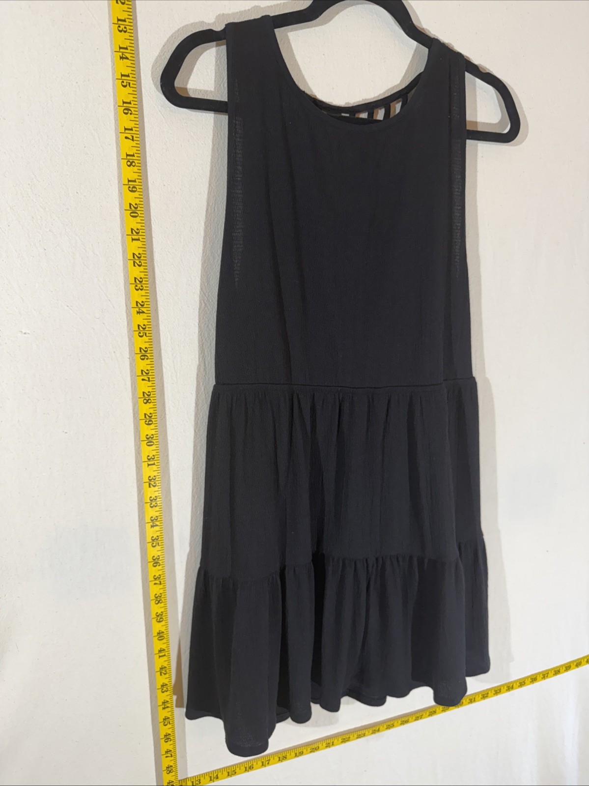Billabong Small Black Gauzy Babydoll Layered Lattice Open-Back Cover Mini Dress