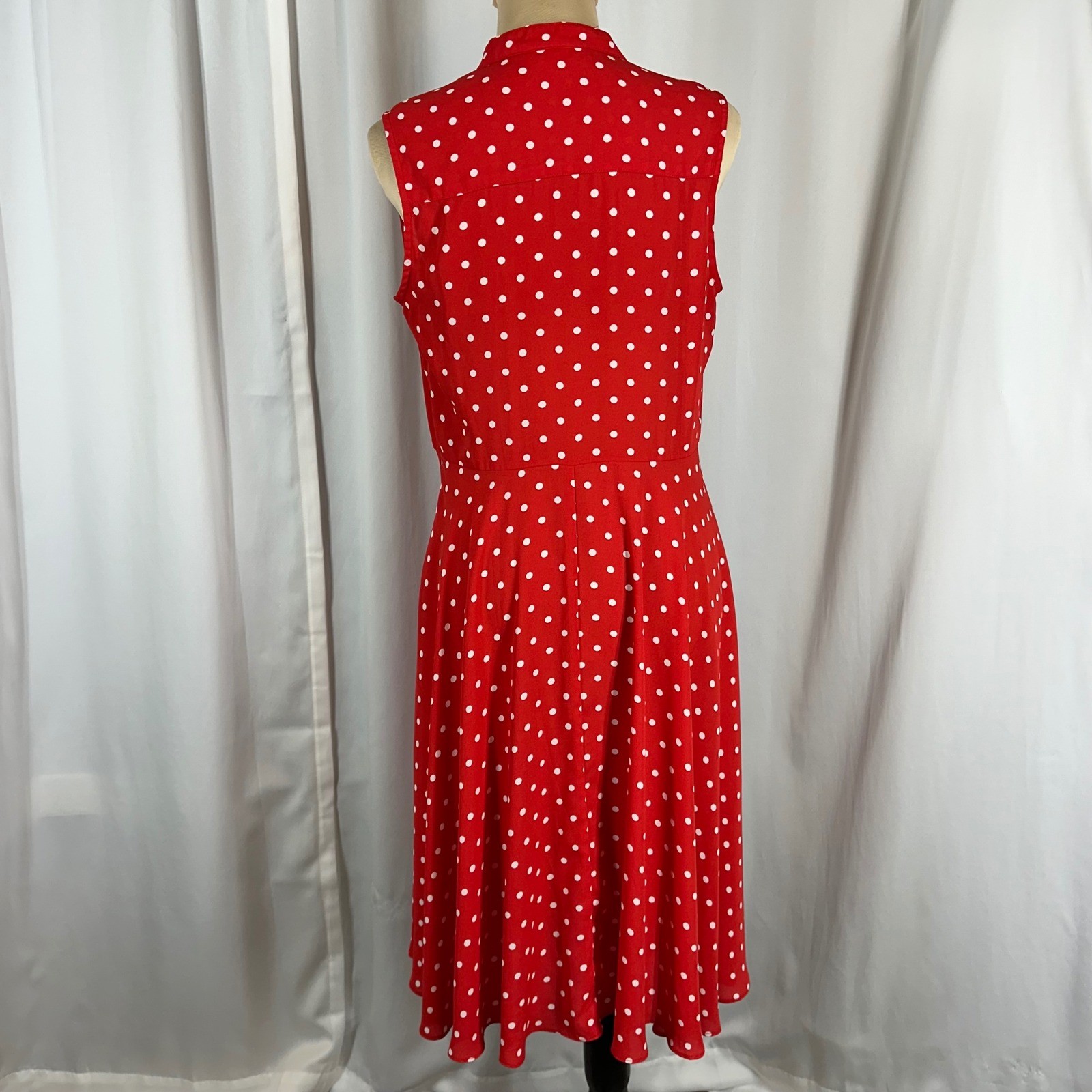 Nanette Lepore Red Polka Dot Dress Size 6 Retro Vintage Style Midi