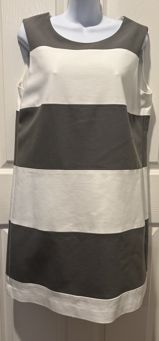 Anne Klein Dress, Size 14, Gray And White Striped