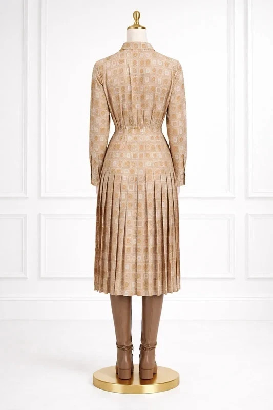✨MAX MARA Logo Printed Pleated Dress 36IT, 32De, 34Fr, 2US, 4GB