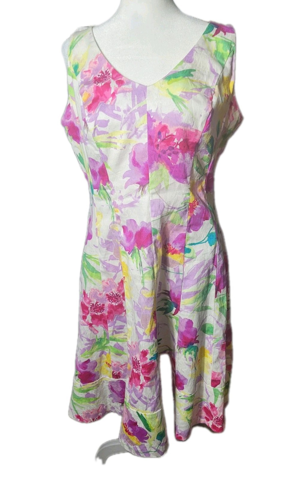 Vtg 50s Style Floral Swing Dress Pin Up GardenFairy Feminine Cottage Flowy Sz 14