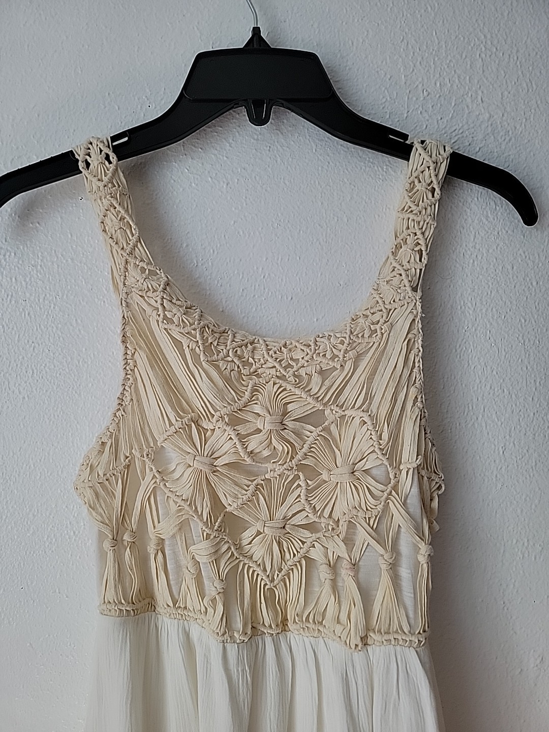 Miss Me Tunic Mini Dress Small Ivory Crochet Gauzy Boho Festival Fairy Beach