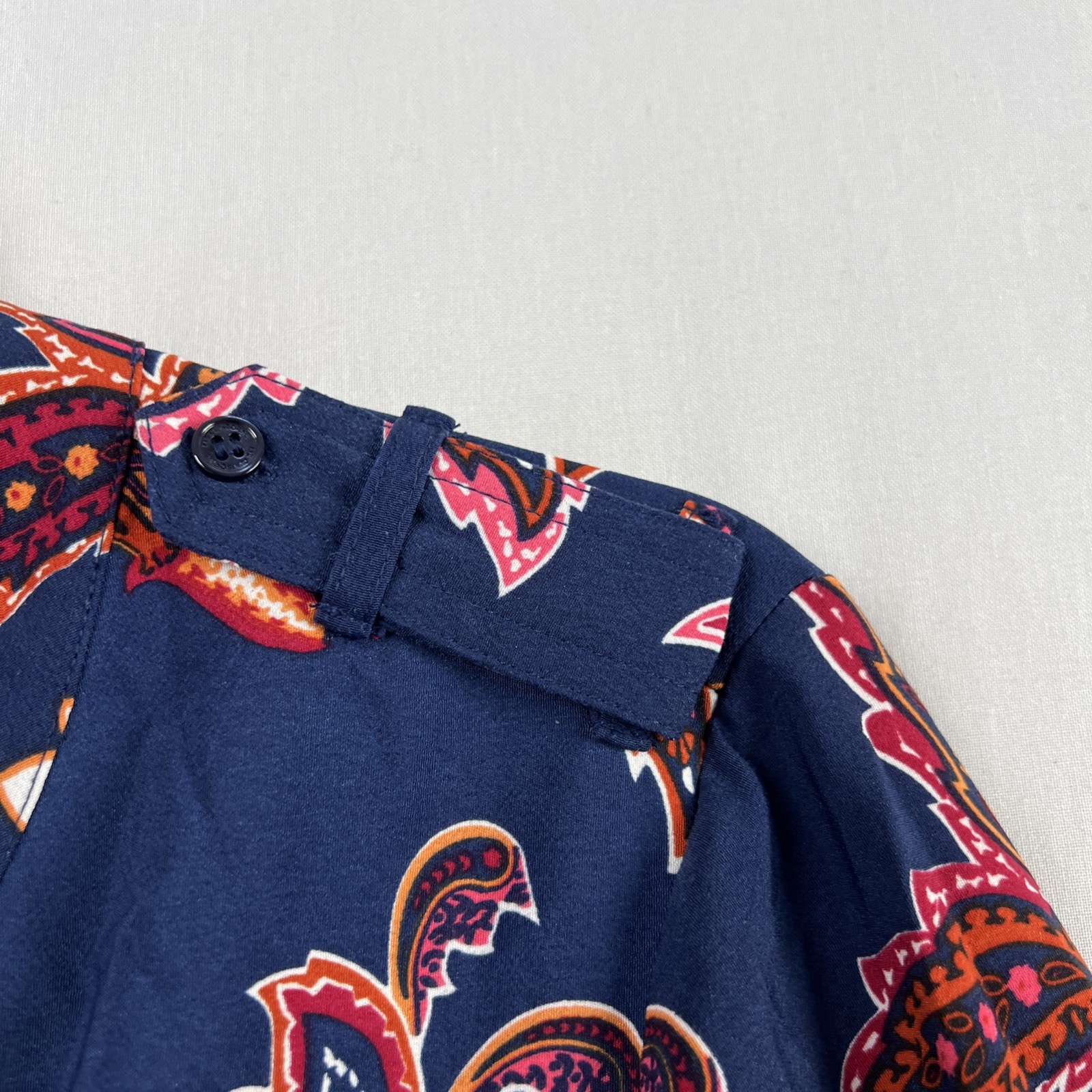 Liz Claiborne Dress Large Button Up Paisley Drawstring Waist Business Casual