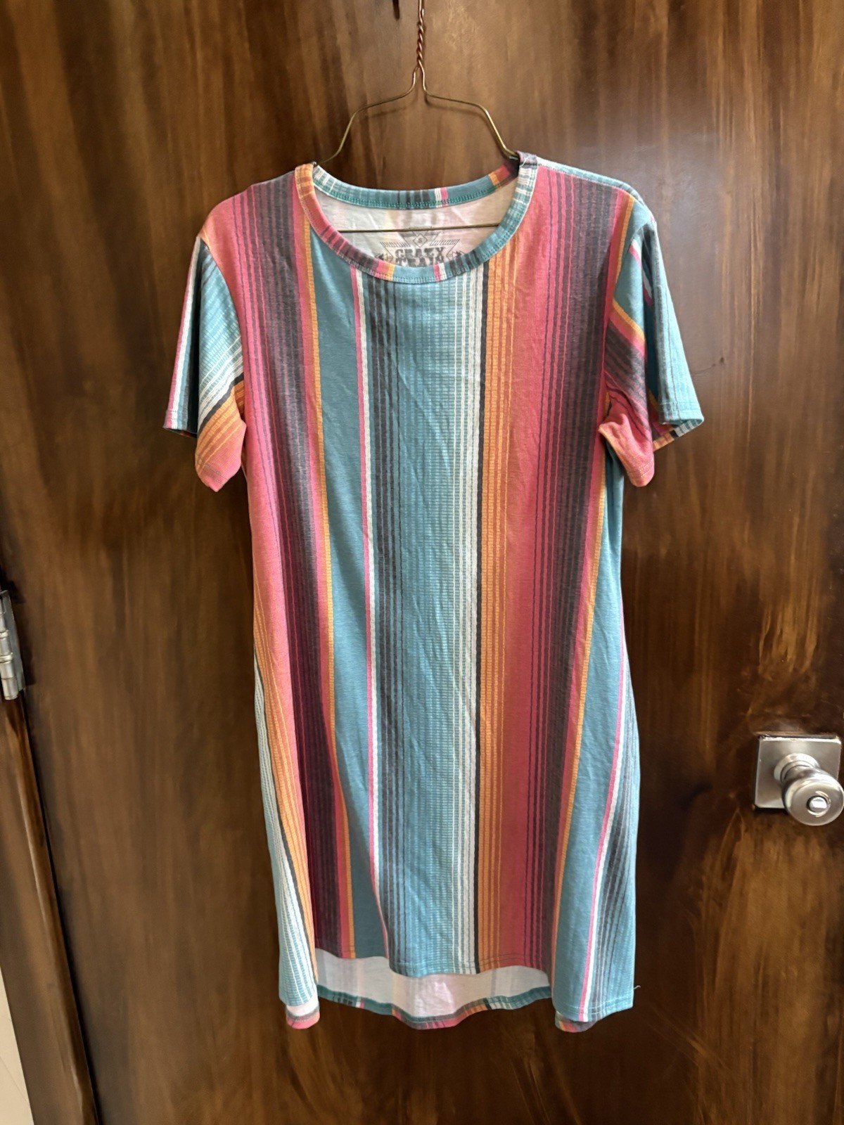 Crazy Train Women’s Small Colorful Striped Southwestern Aztec Dress With Pockets