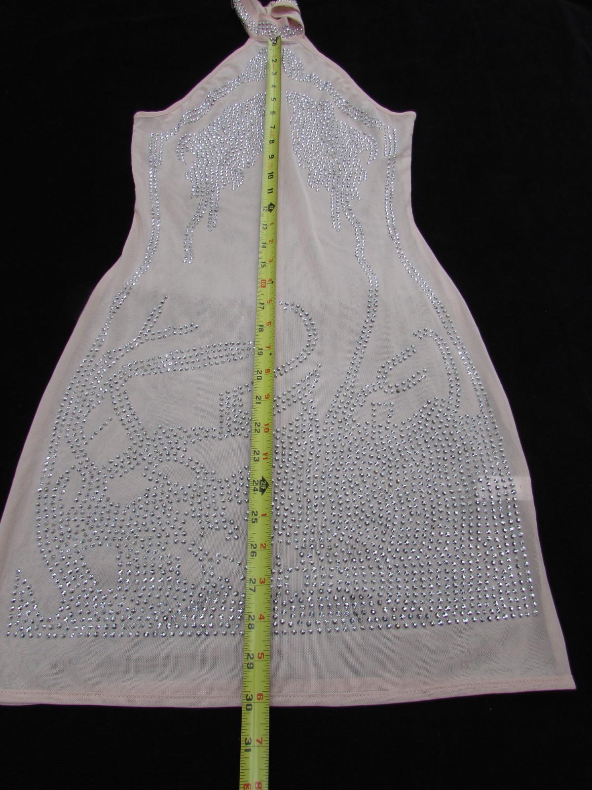Sleeveless Sheath Sheer Mesh Embellished Rhines Mini Dress Pink Unbranded Size M