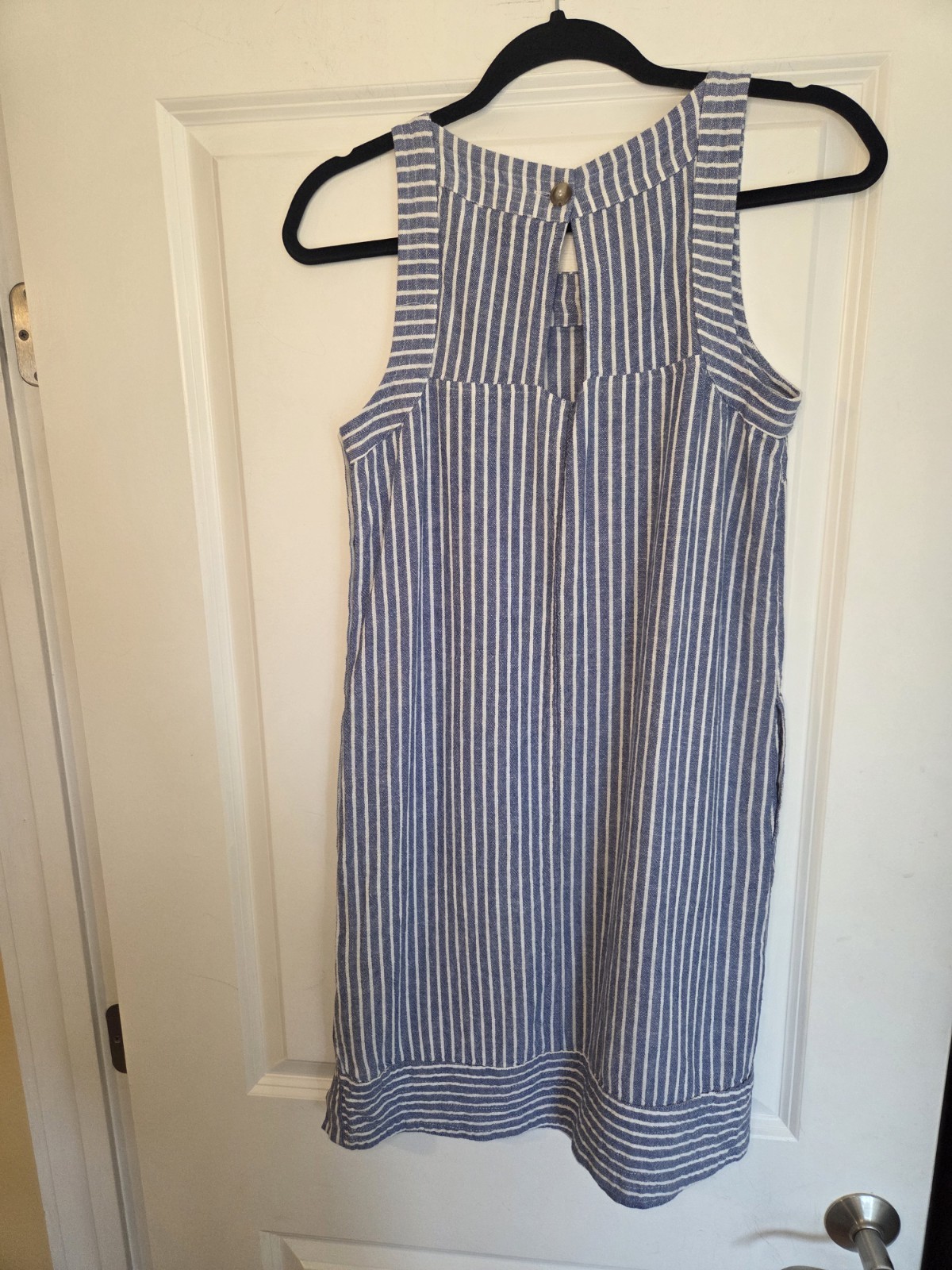 For Cynthia Linen Blend Striped Sleeveless Dress Sz Small Preloved