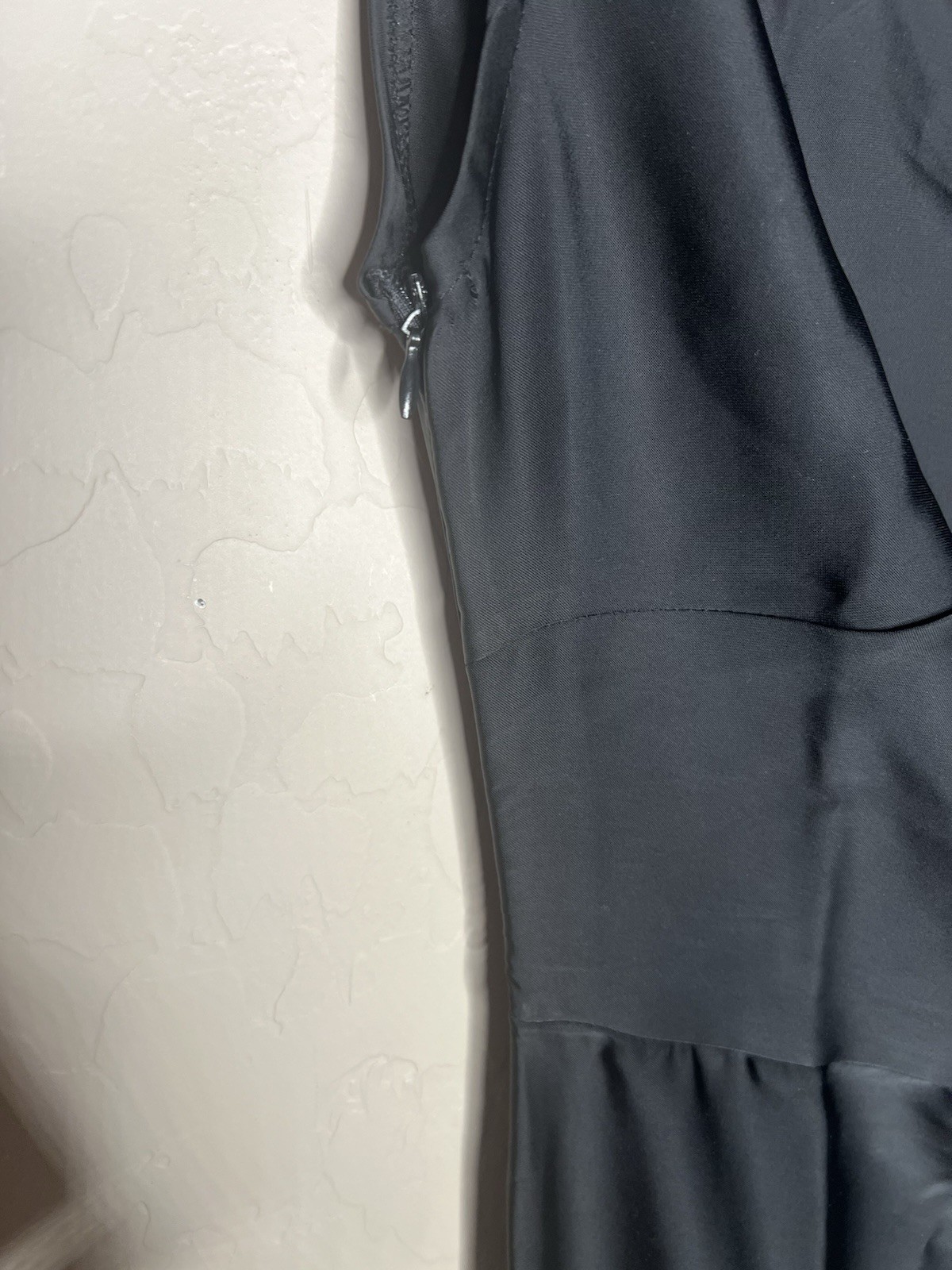 Atelier de LaHang Black Cowl Neck Short Sleeve Knee Length Tie Dress XXL