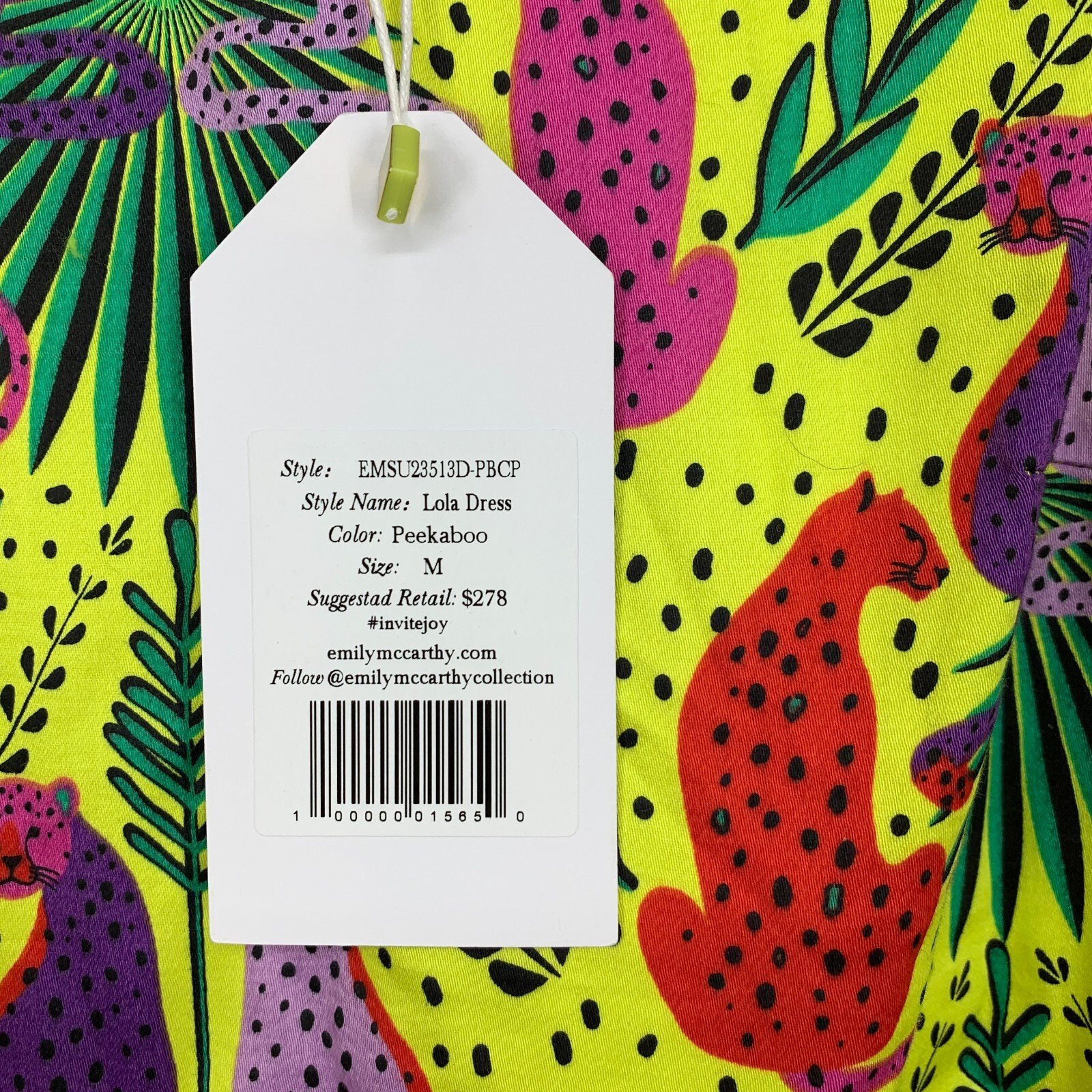 Emily McCarthy Lola Dress Womens Size Medium Peekaboo Yellow Animal Ruffle NWT