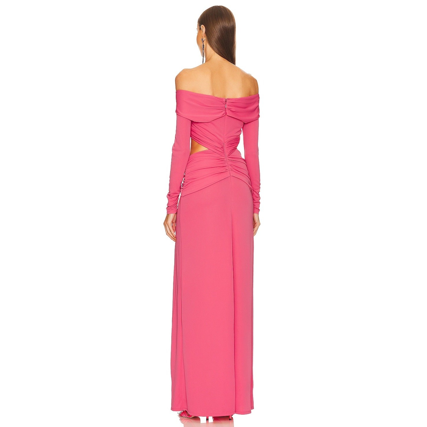 NWT DUNDAS x REVOLVE Elowen Maxi Dress Womens M Sexy Chic Hot Pink Y2K Bardot