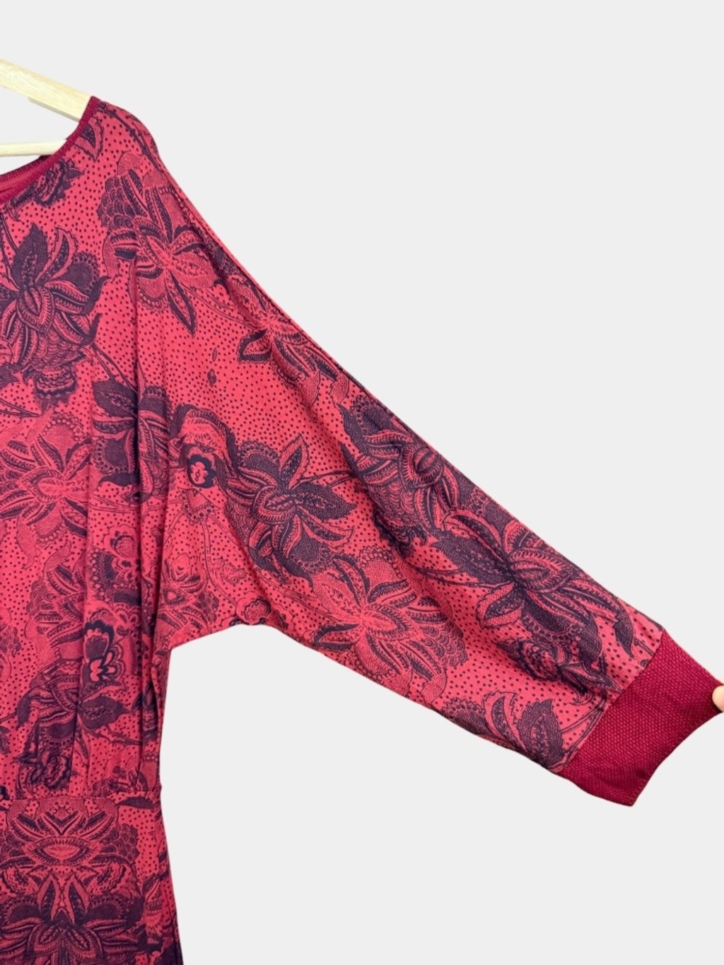 DESIGUAL Indira Red Floral Paisley Mini Dress Casual Summer, Sz L
