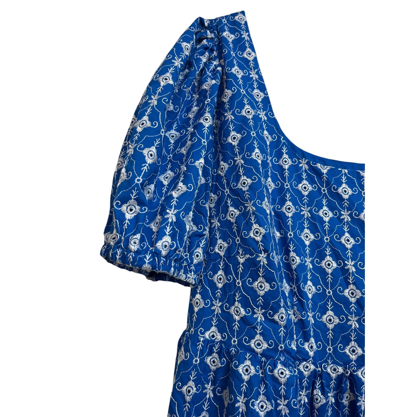 Rhode x Target Blue Embroidered Puff Sleeve Mini Dress XXL Women Square Neck