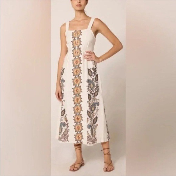 Cleobella Sz XS Jolene Ankle Dress Cotton Linen Sleeveless Lined $298 NEW Defect