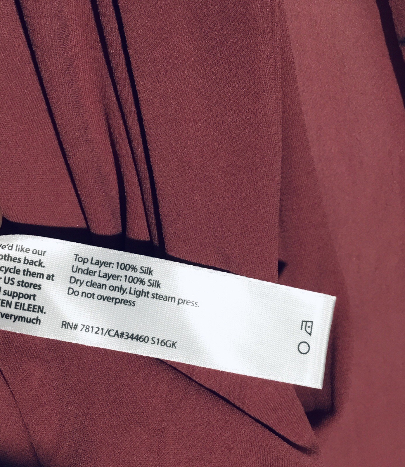 NEW Eileen Fisher Stretch 100% Silk Jersey Shift Tank Dress S Dusty Rose Berry