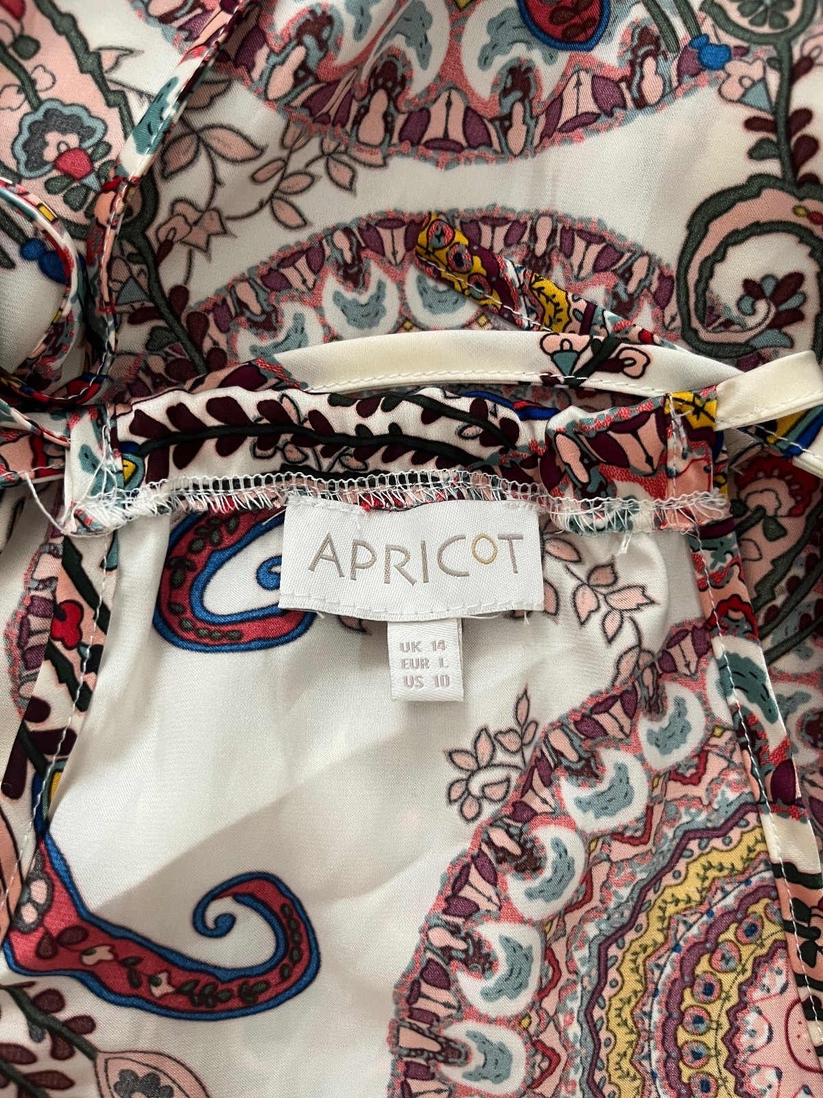 Apricot Cream Paisley Halterneck Smock Maxi Dress – Size 14