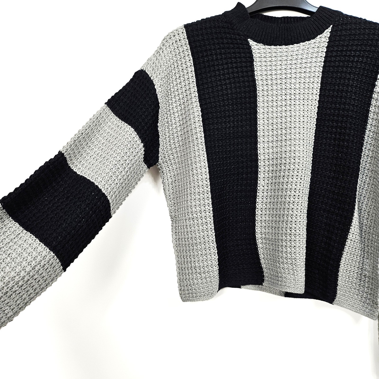 Shein – Stripe Knit Jumper and Skirt Set – Grey Black – Medium – UK 10