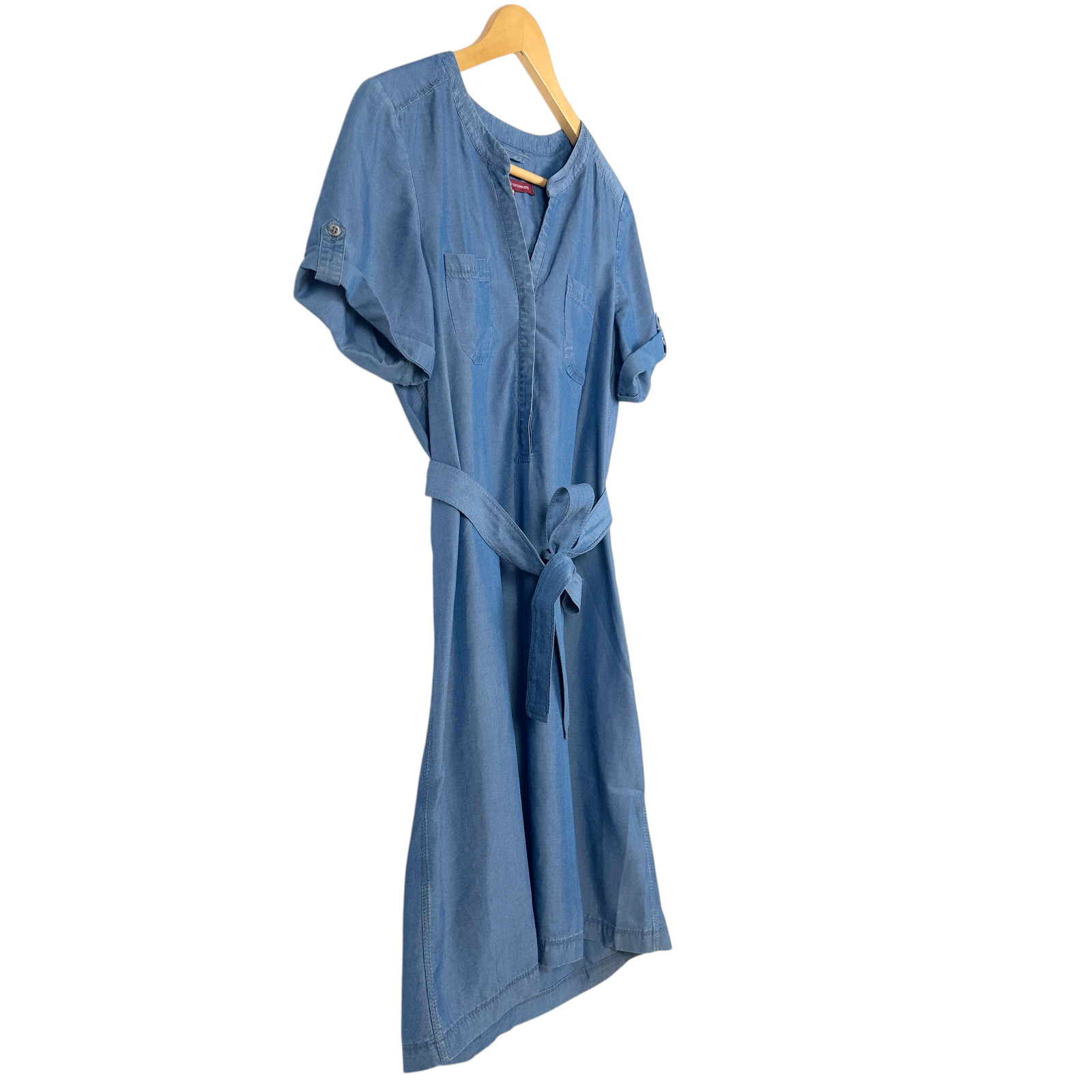 Comptoir des Cotonniers Lyocell Chambray Dress 38 S Blue Belted Minimalist