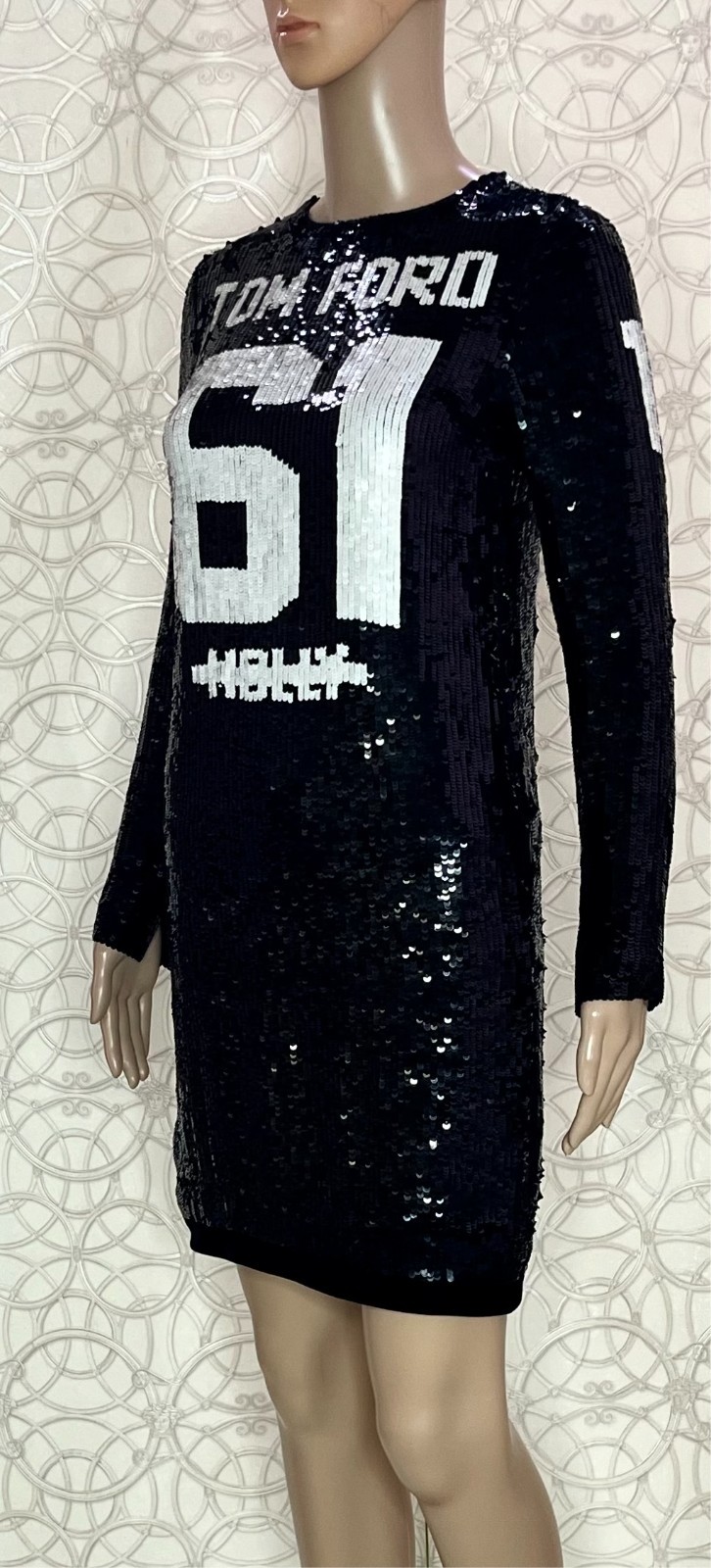 TOM FORD BLACK SEQUEEN DRESS ” HOLLY 61″ size TF 34 – US 0-2