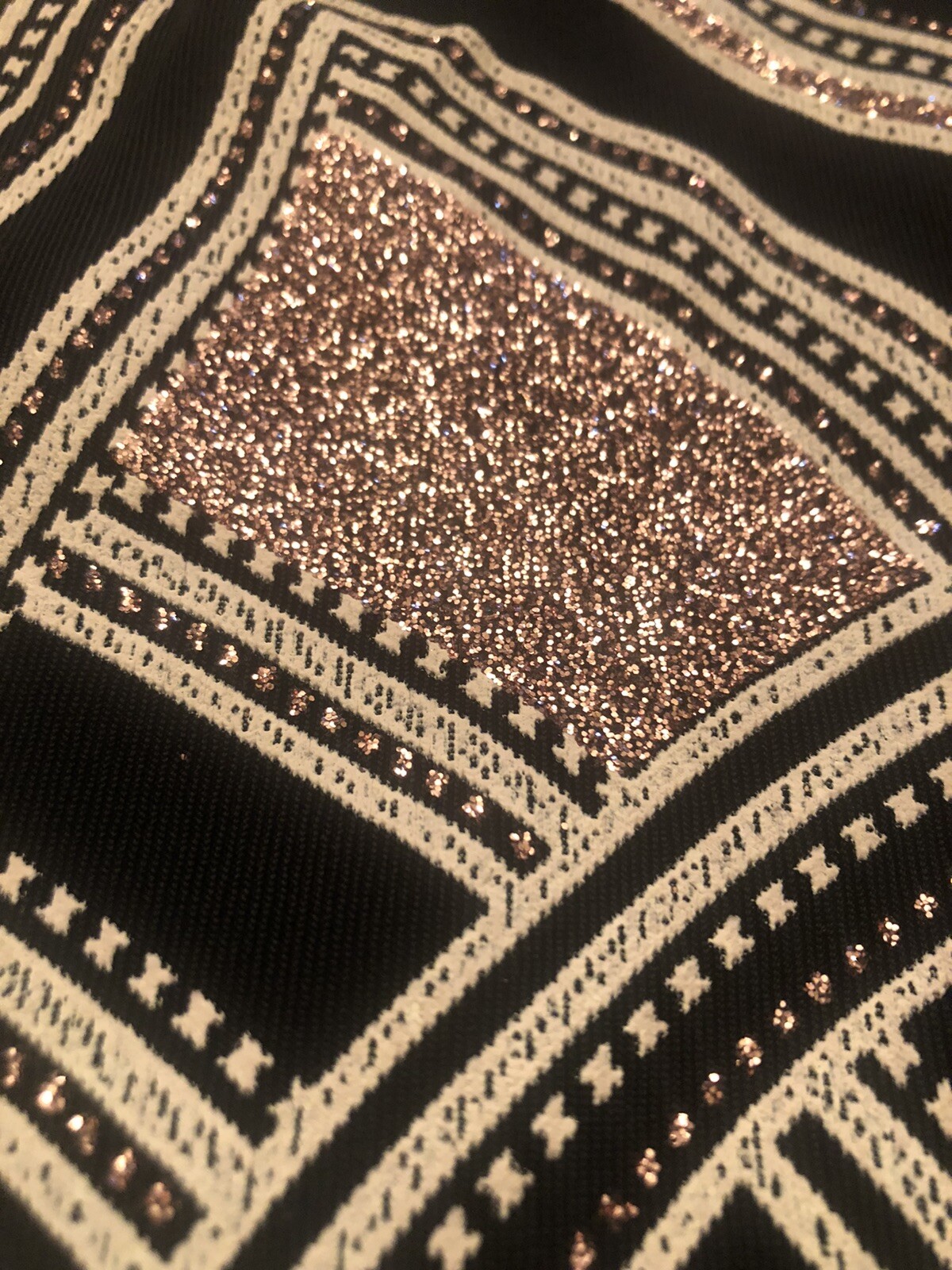 Speechless Black/Silver Pink Shimmer Geometric Zip Bodycon Dress Size 1