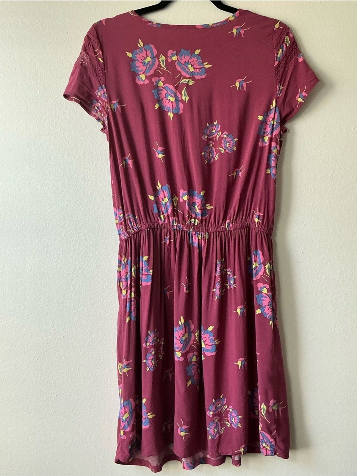 Matilda Jane Burgundy Art Class Floral Boho Mini Dress Size Small (S)