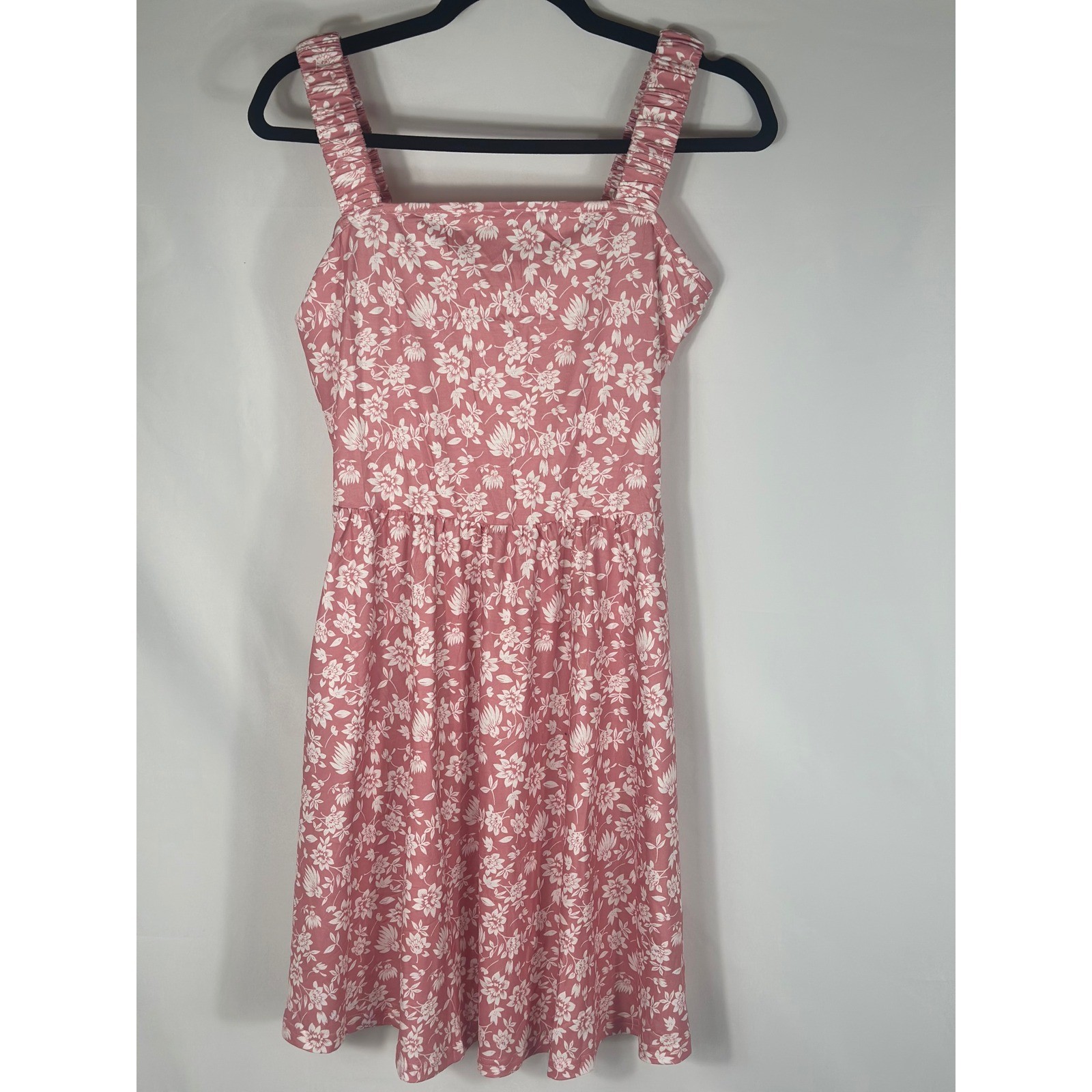 Pink White Floral Smocked Square Neck Mini Dress -HUHOT— Women’s Size M