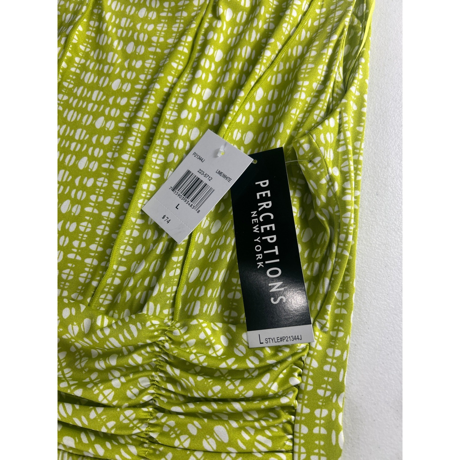 Perceptions New York Lime Geometric Sleeveless Maxi Dress Large P21344J NWT