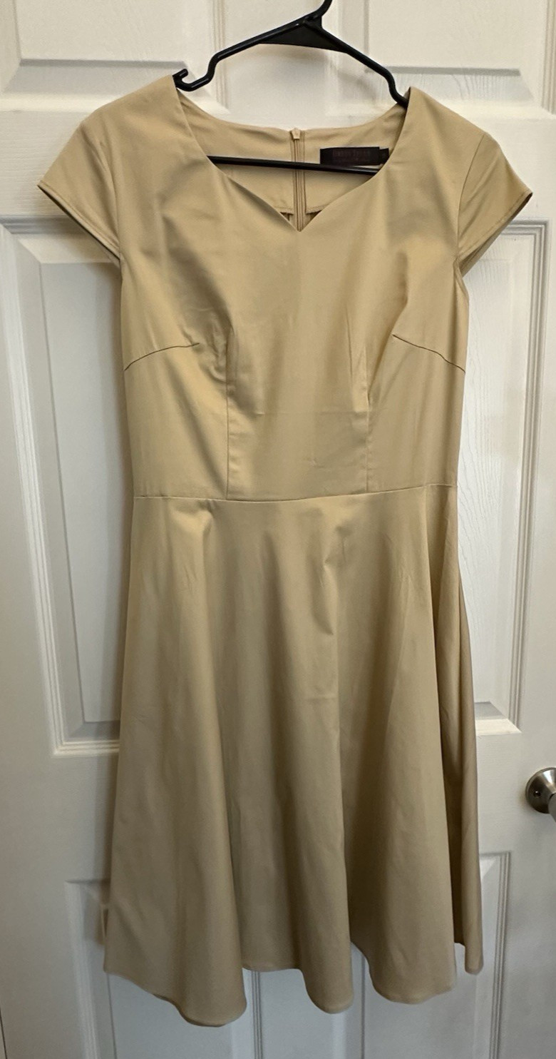 DRESS TELLS Women’s size M beige vintage style midi dress- #0253