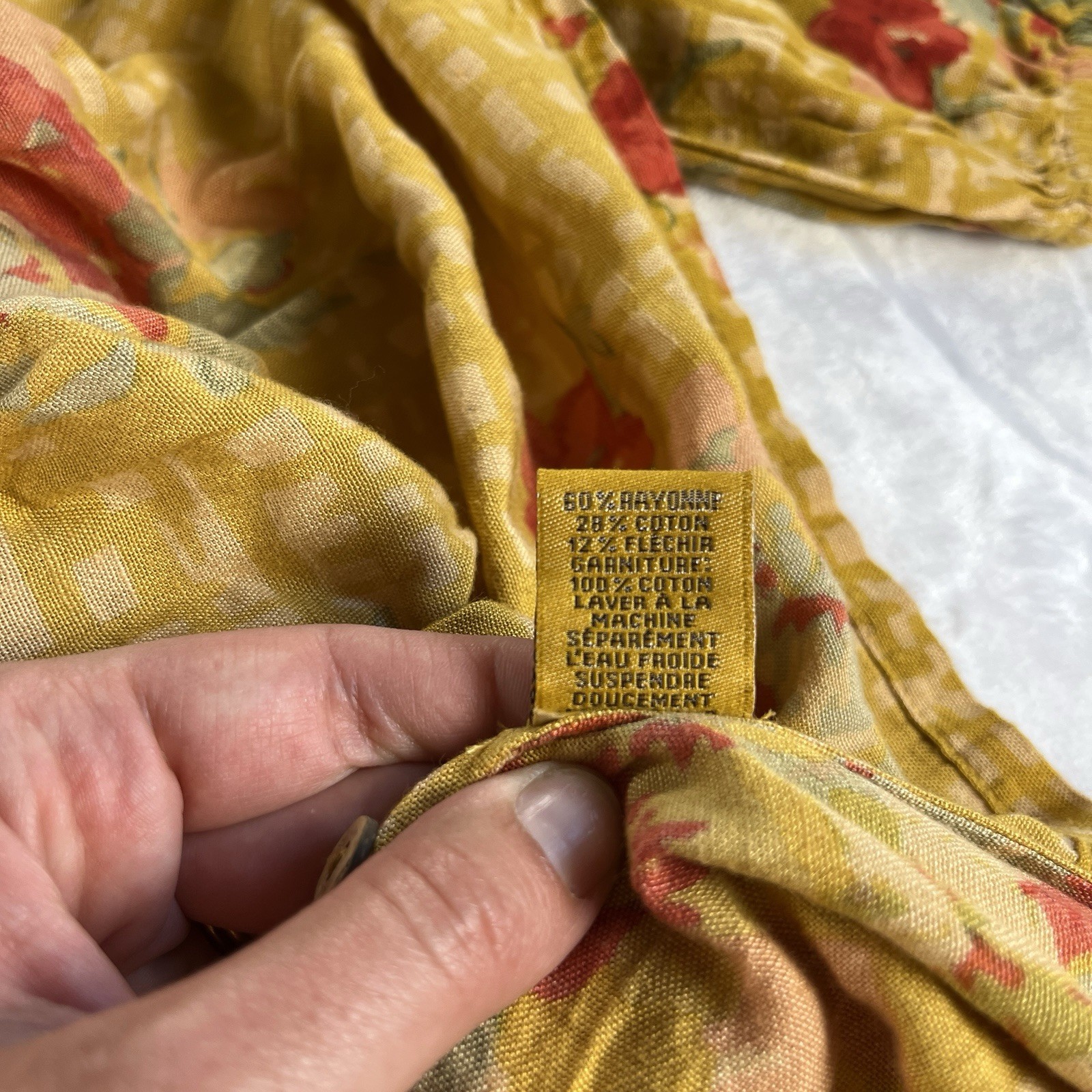 April Cornell Dress M Lisbon Rose Yellow Floral Boho Prairie Cottagecore Pockets