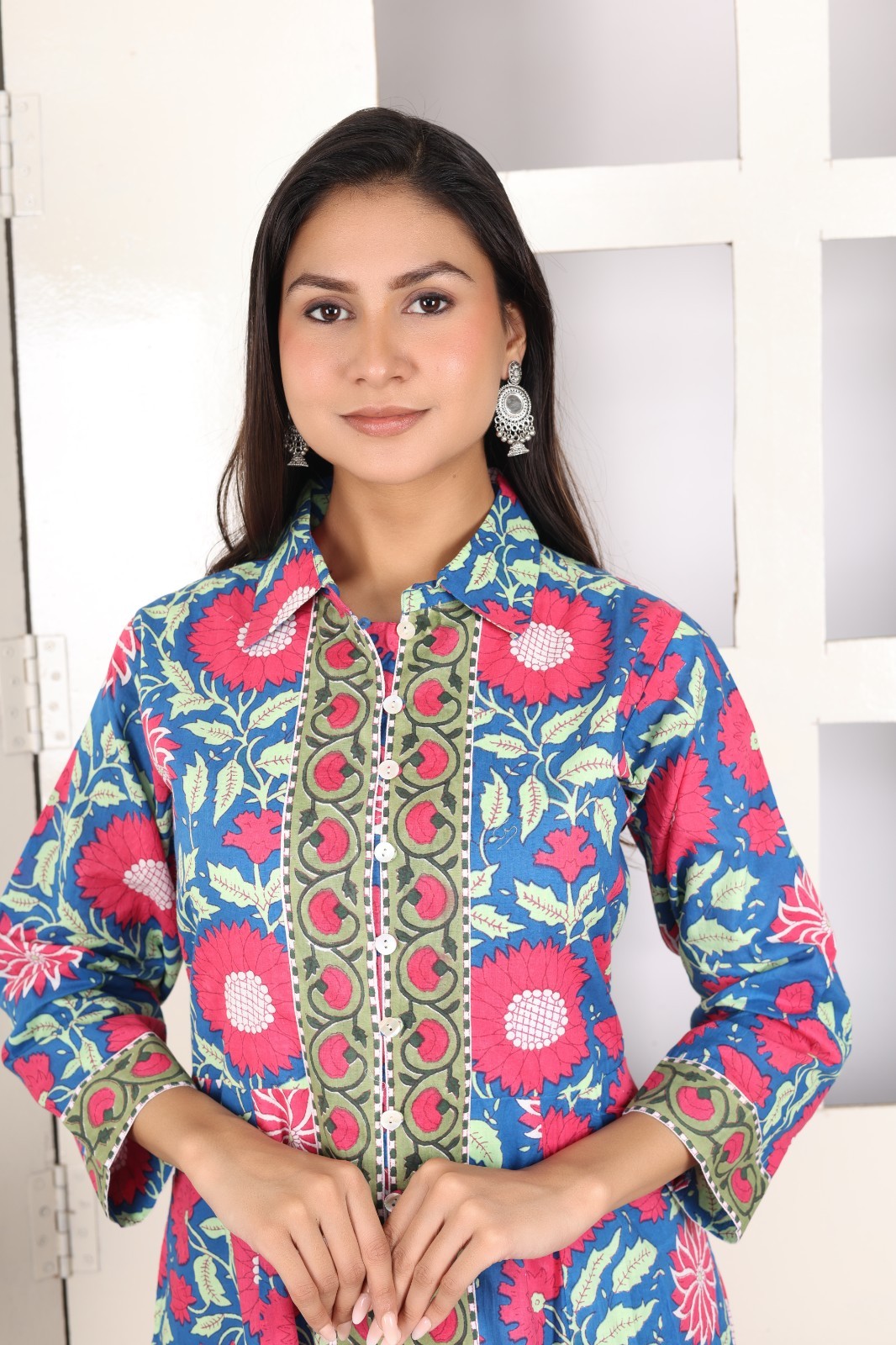Hand Block Printed Cotton Dress, Floral Print Women Long Dress, Summer Dresses